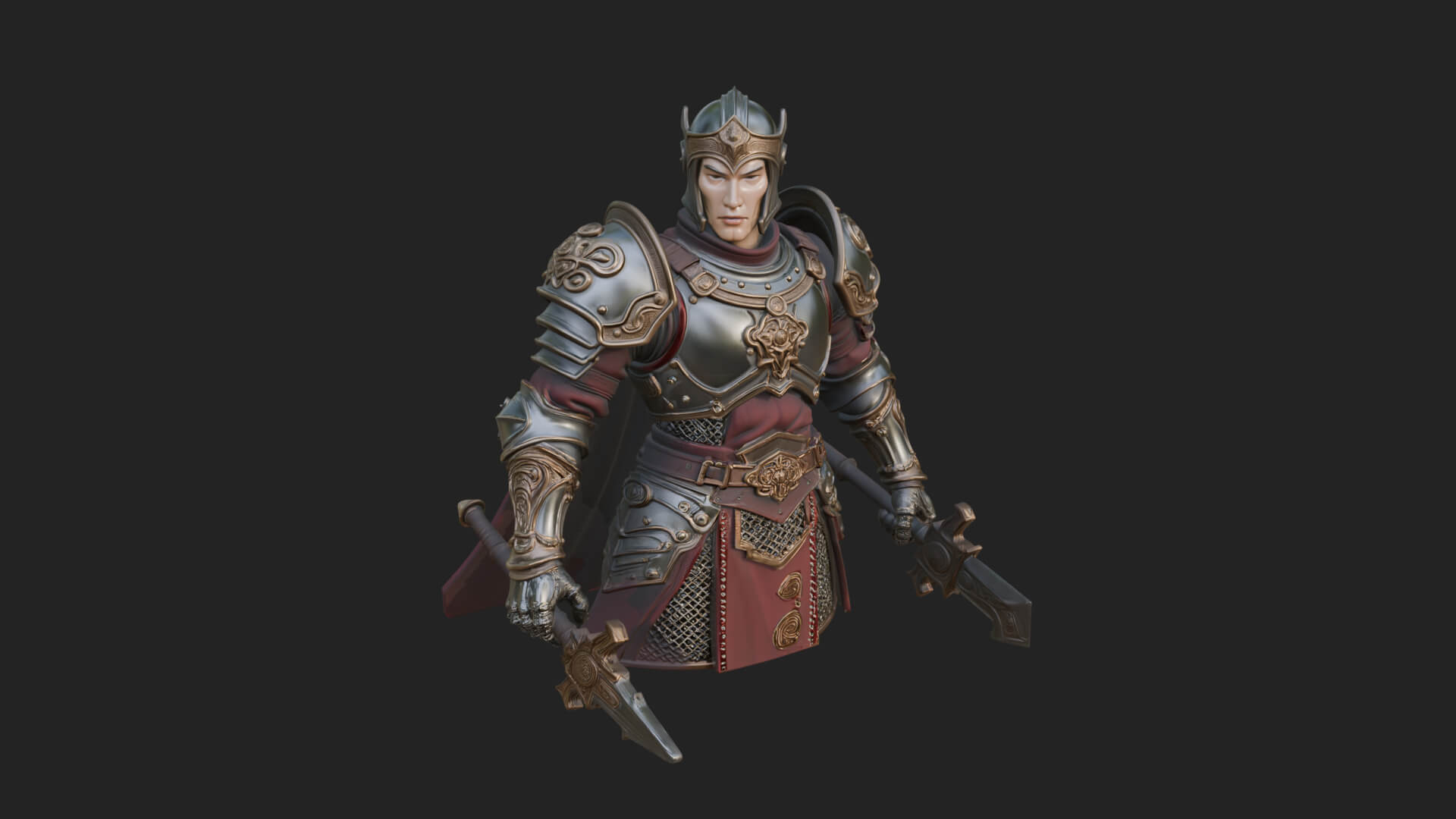 Plate Armor Knight Bust Design 2 3D Print Model 3D Model