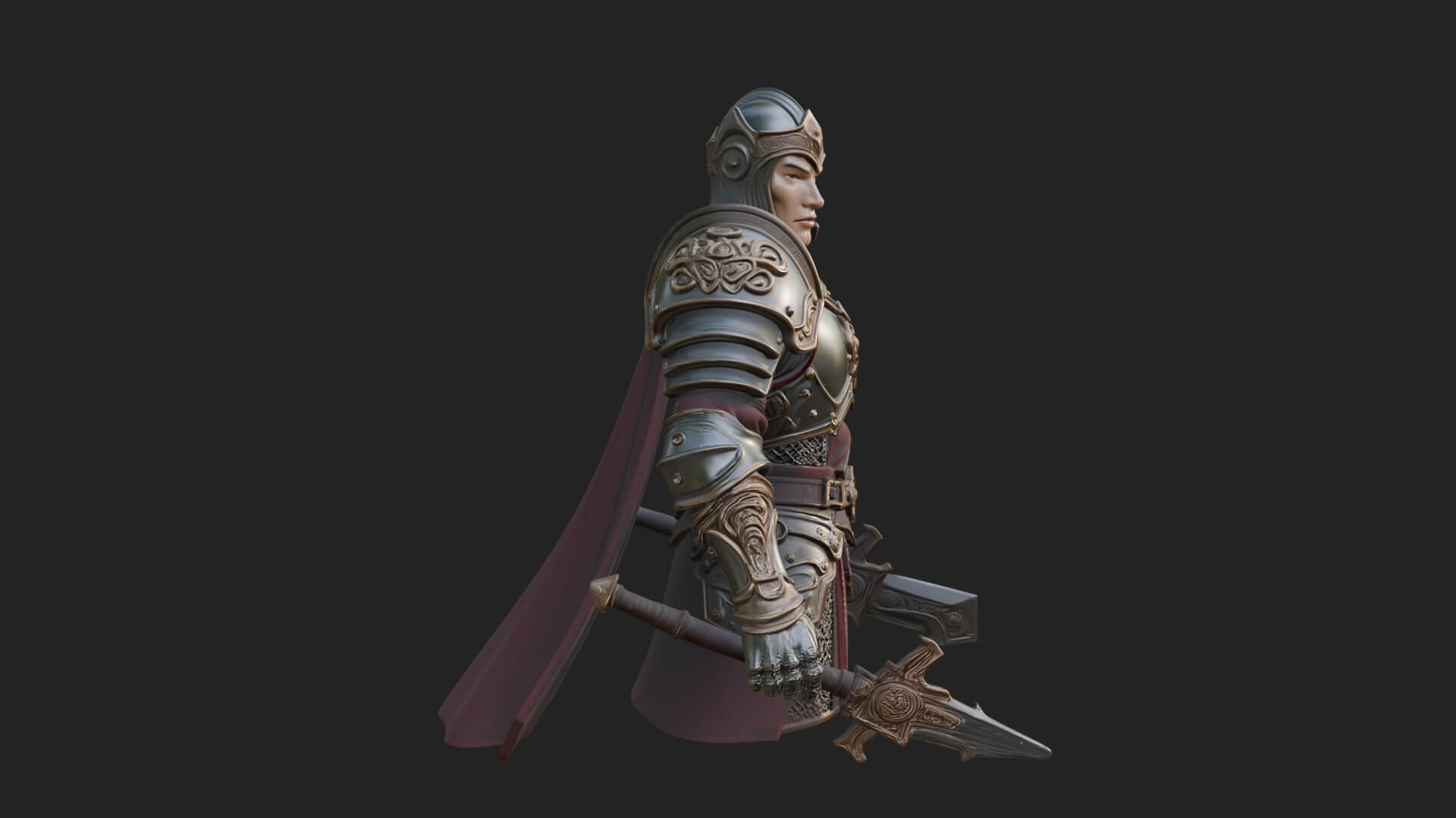 Plate Armor Knight Bust Design 2 3D Print Model 3D Model