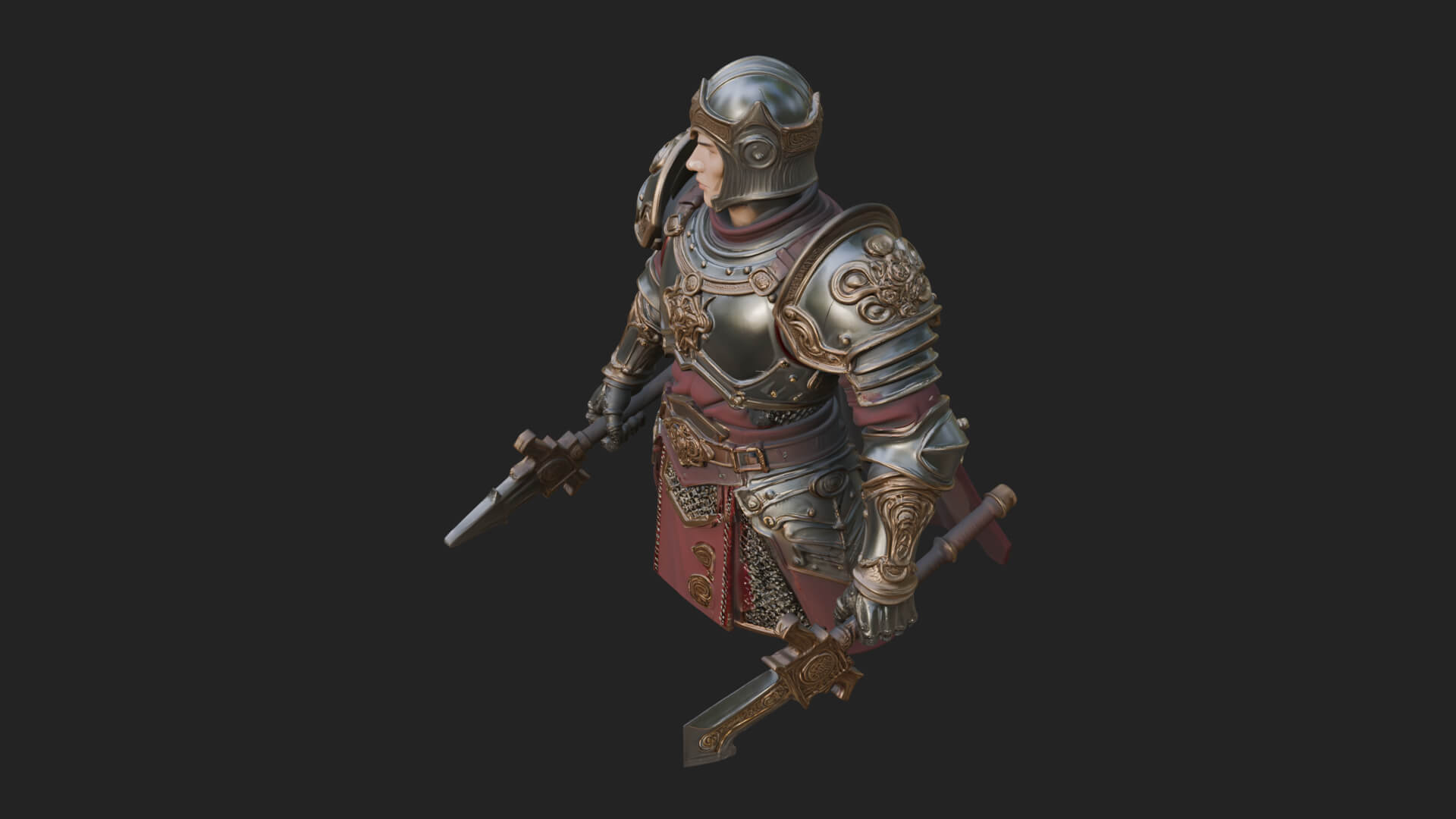 Plate Armor Knight Bust Design 2 3D Print Model 3D Model