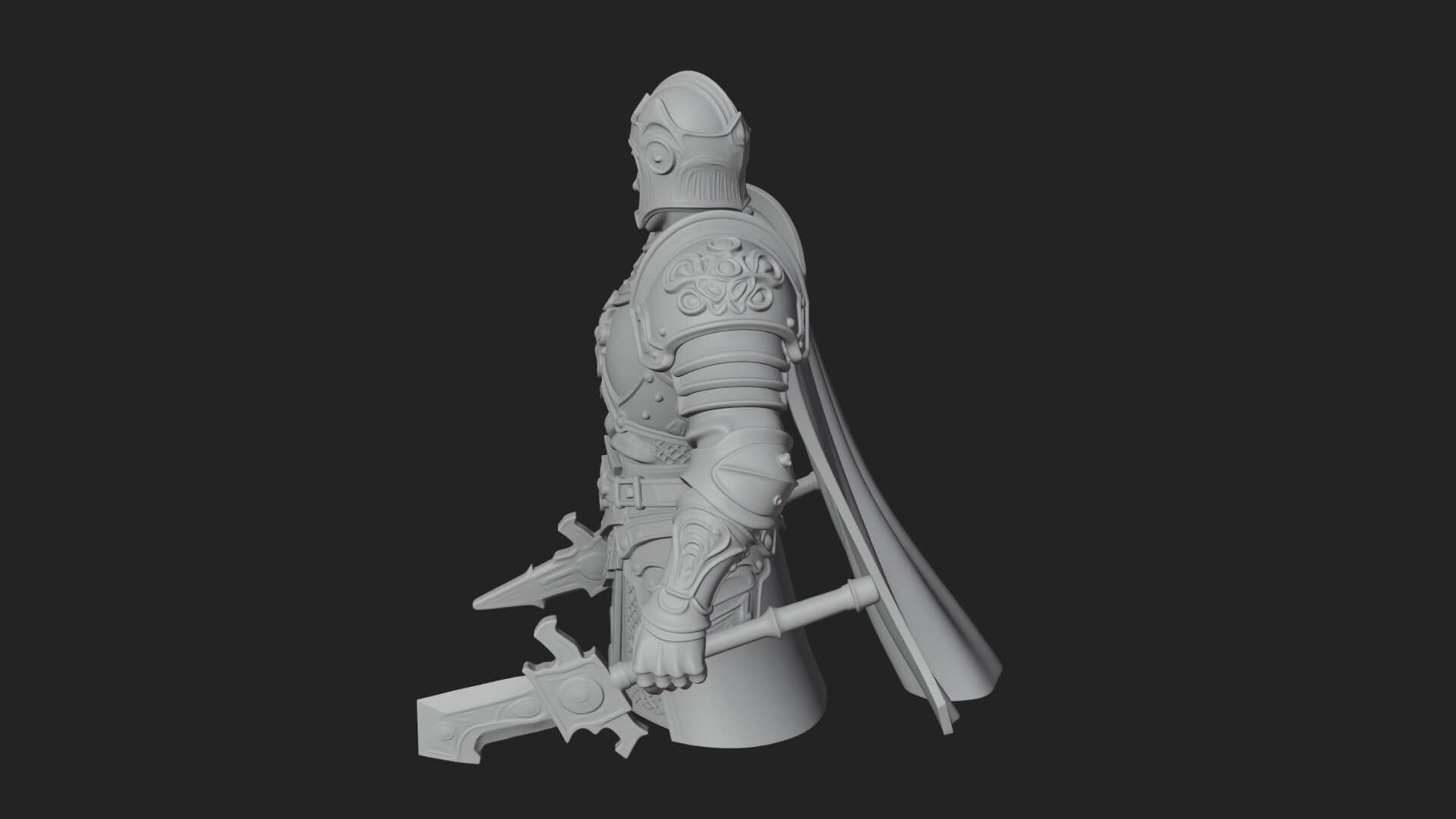 Plate Armor Knight Bust Design 2 3D Print Model 3D Model