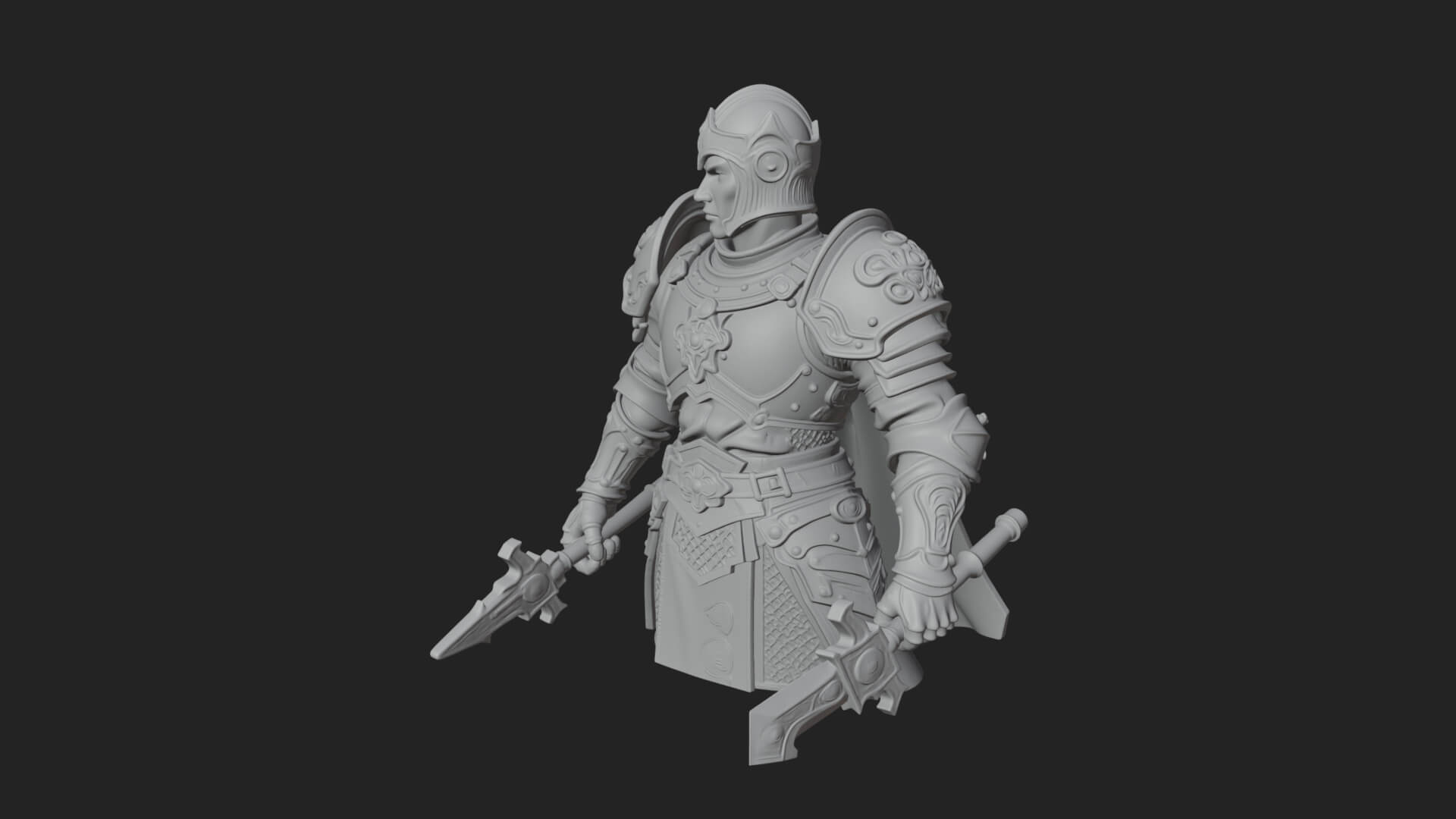 Plate Armor Knight Bust Design 2 3D Print Model 3D Model