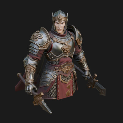 Plate Armor Knight Bust Design 2 3D Print Model