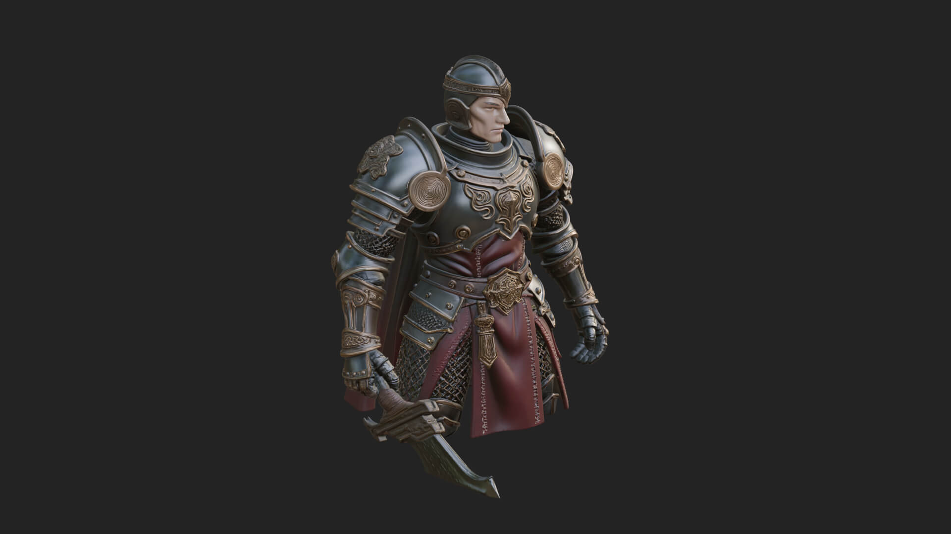 Plate Armor Knight Bust Design 3 3D Print Model 3D Model
