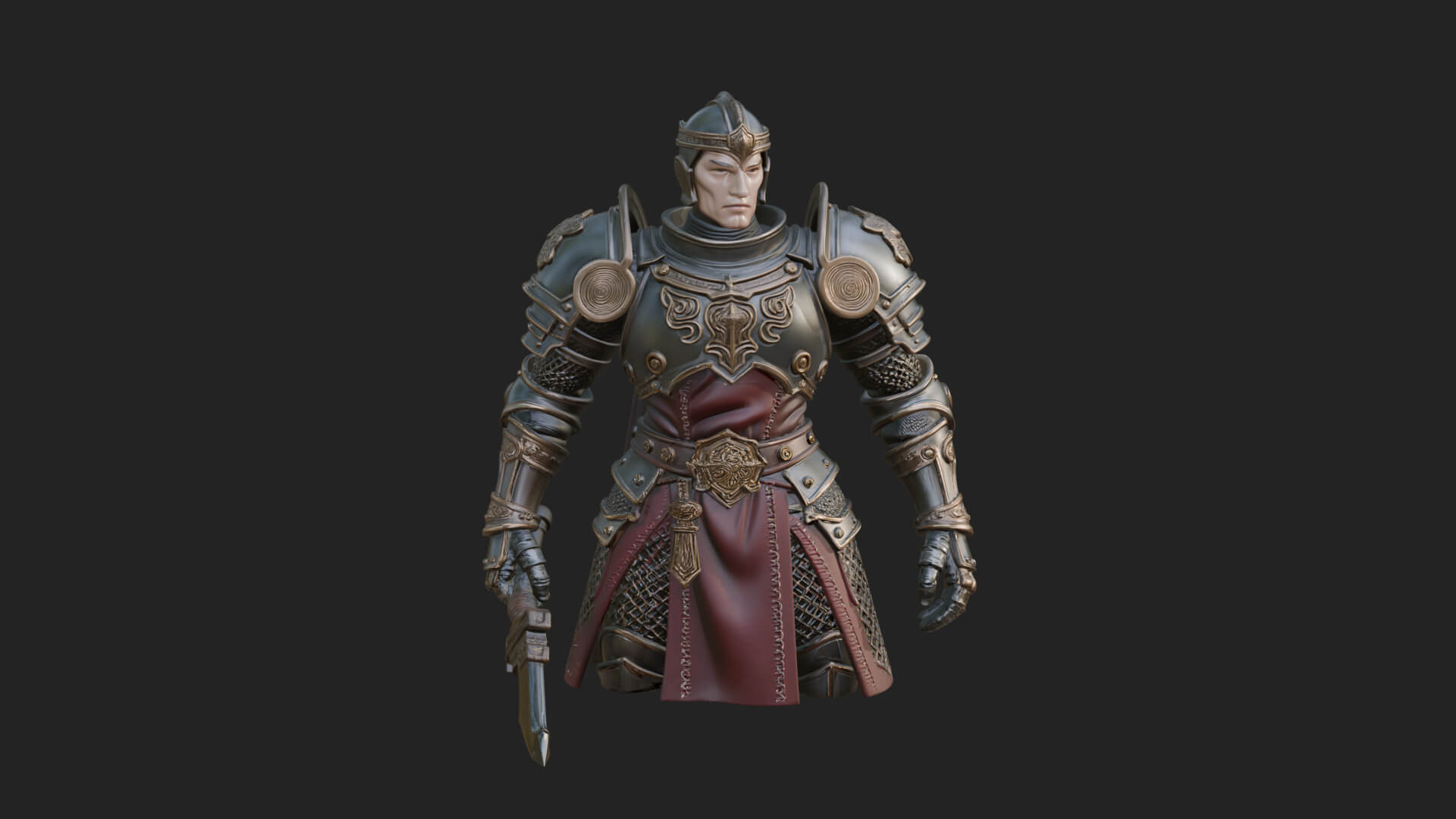 Plate Armor Knight Bust Design 3 3D Print Model 3D Model