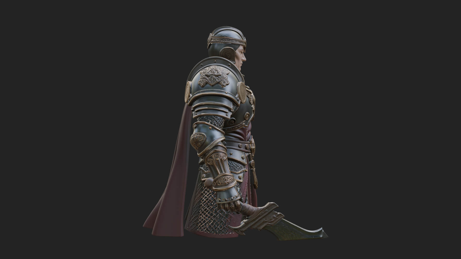 Plate Armor Knight Bust Design 3 3D Print Model 3D Model