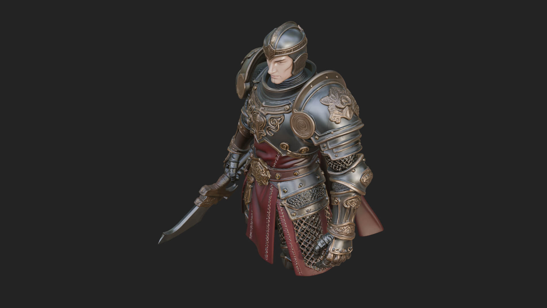 Plate Armor Knight Bust Design 3 3D Print Model 3D Model