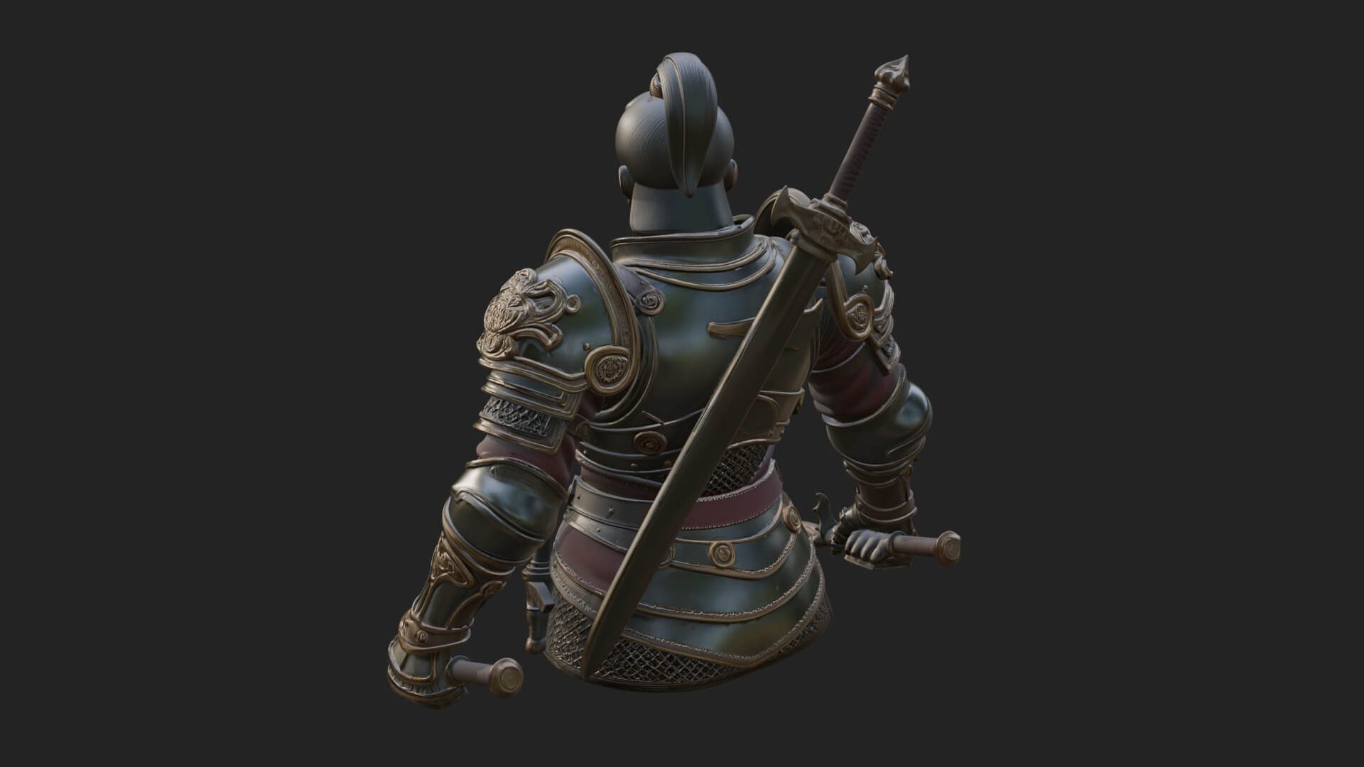 Plate Armor Knight Bust Design 4 3D Print Model 3D Model