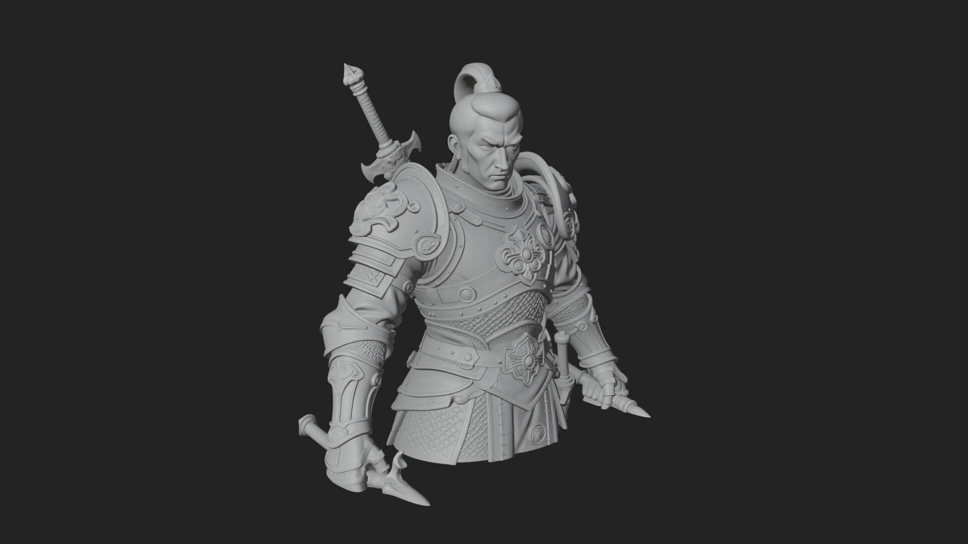 Plate Armor Knight Bust Design 4 3D Print Model 3D Model