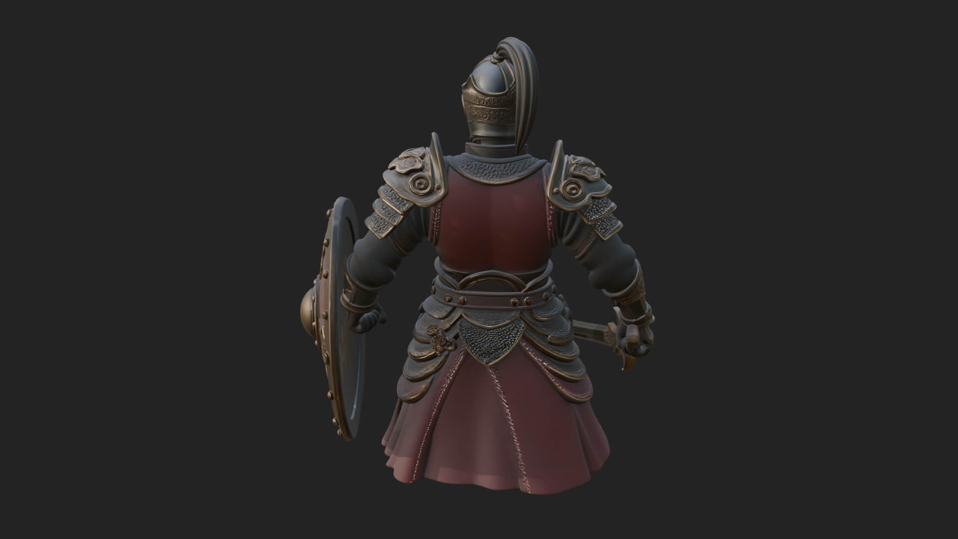 Plumed Helm Shield Warrior Statue Design 1 3D Print Model 3D Model