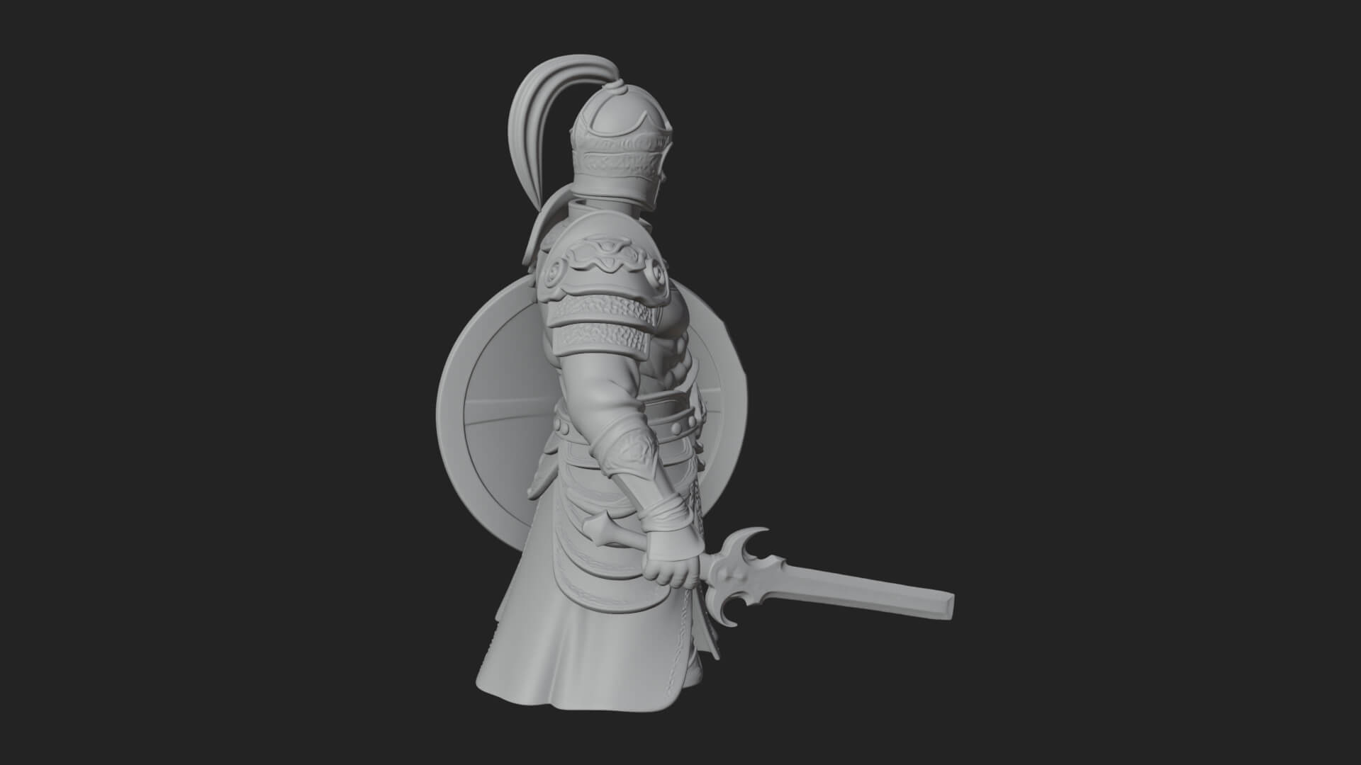 Plumed Helm Shield Warrior Statue Design 1 3D Print Model 3D Model