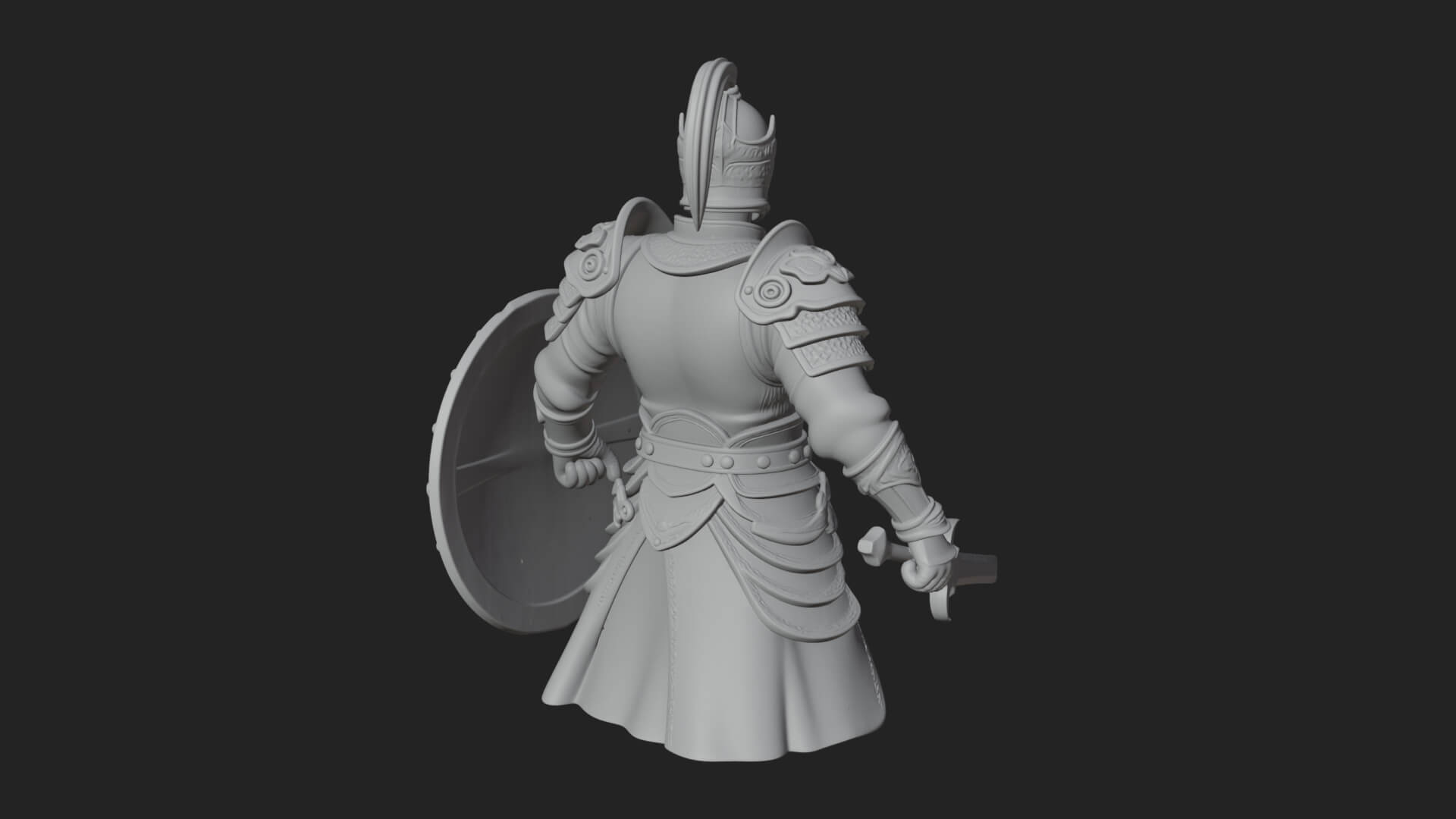 Plumed Helm Shield Warrior Statue Design 1 3D Print Model 3D Model