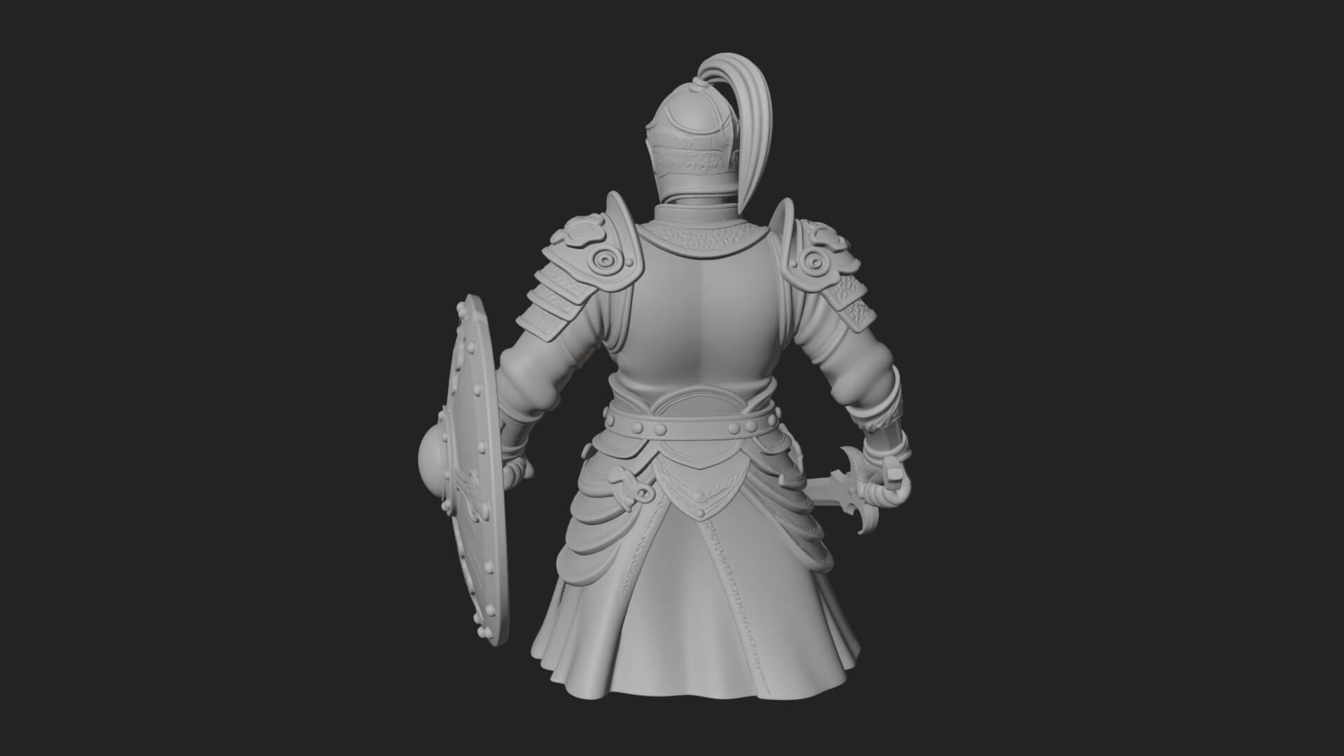 Plumed Helm Shield Warrior Statue Design 1 3D Print Model 3D Model