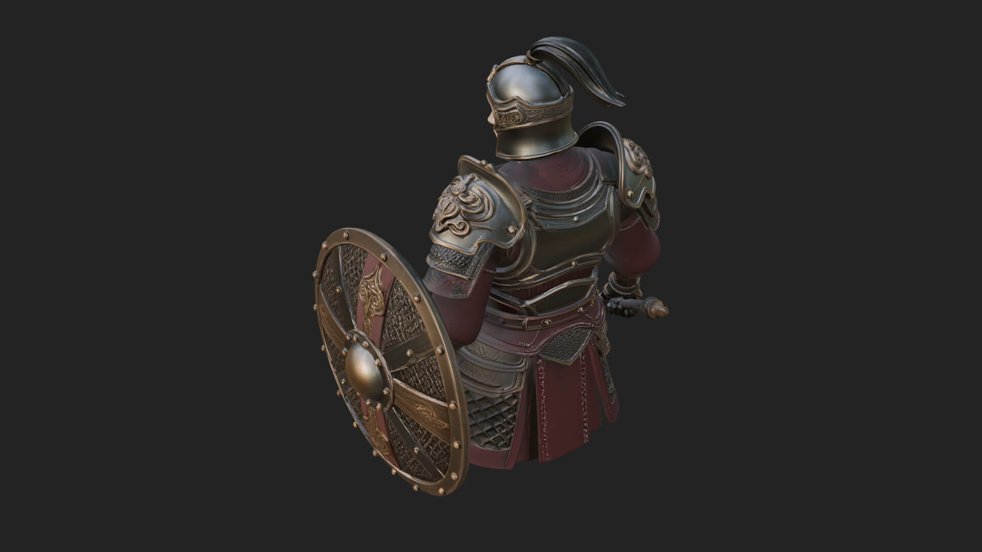 Plumed Helm Shield Warrior Statue Design 2 3D Print Model 3D Model