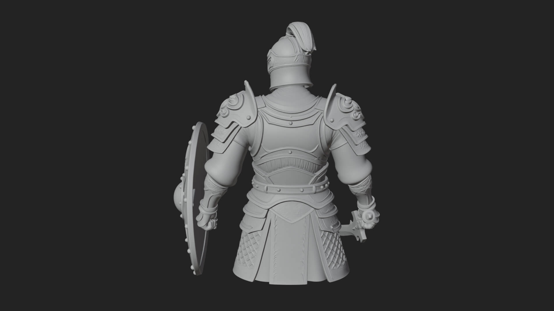 Plumed Helm Shield Warrior Statue Design 2 3D Print Model 3D Model