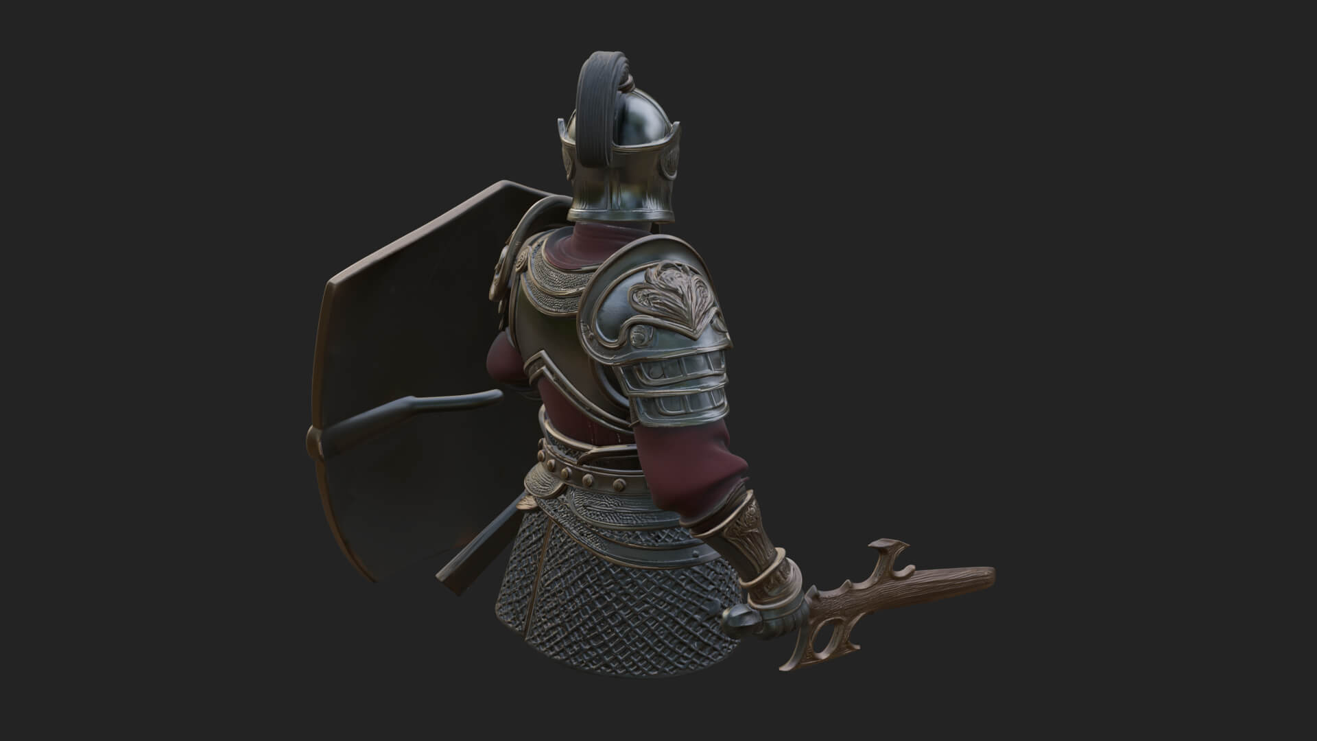 Plumed Helm Shield Warrior Statue Design 3 3D Print Model 3D Model