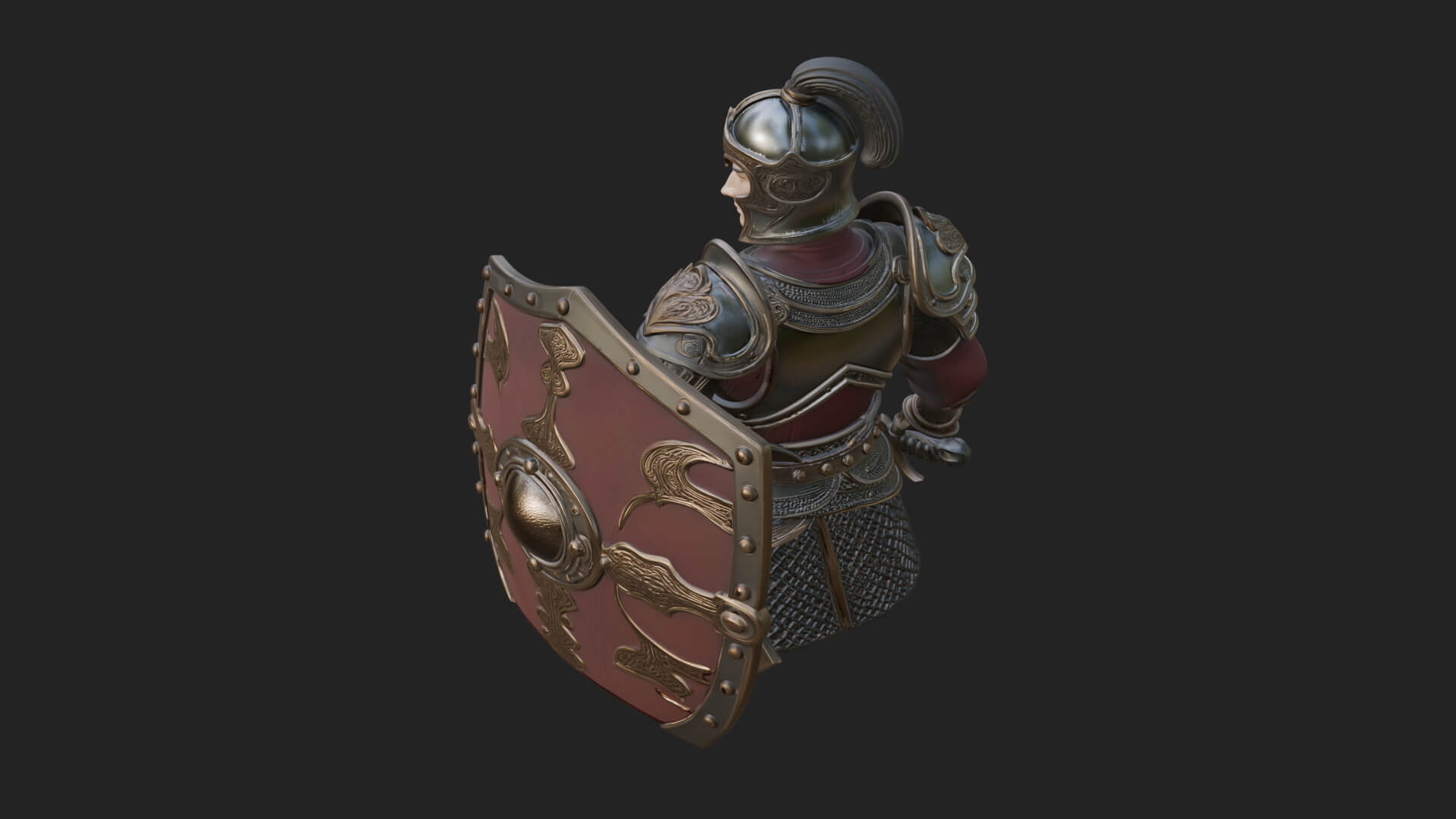 Plumed Helm Shield Warrior Statue Design 3 3D Print Model 3D Model