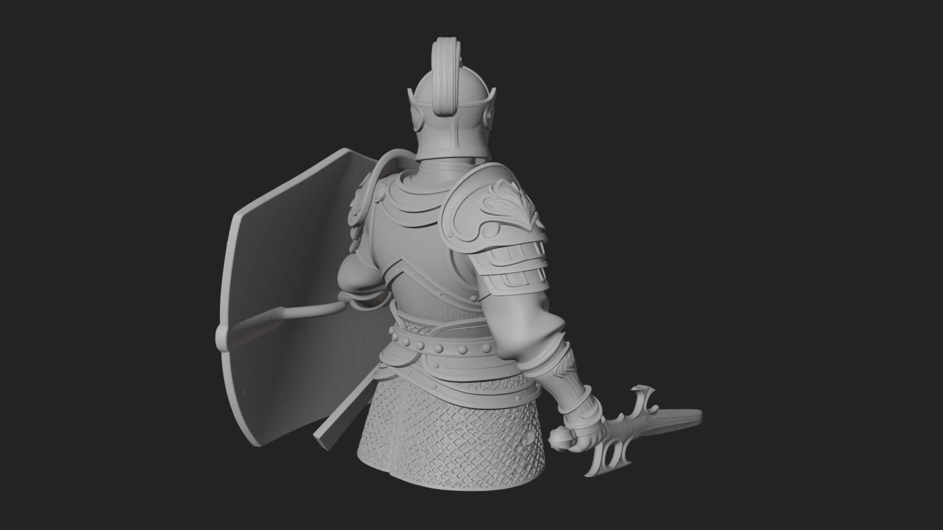 Plumed Helm Shield Warrior Statue Design 3 3D Print Model 3D Model