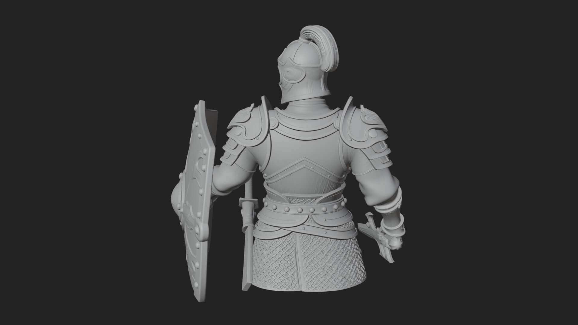 Plumed Helm Shield Warrior Statue Design 3 3D Print Model 3D Model