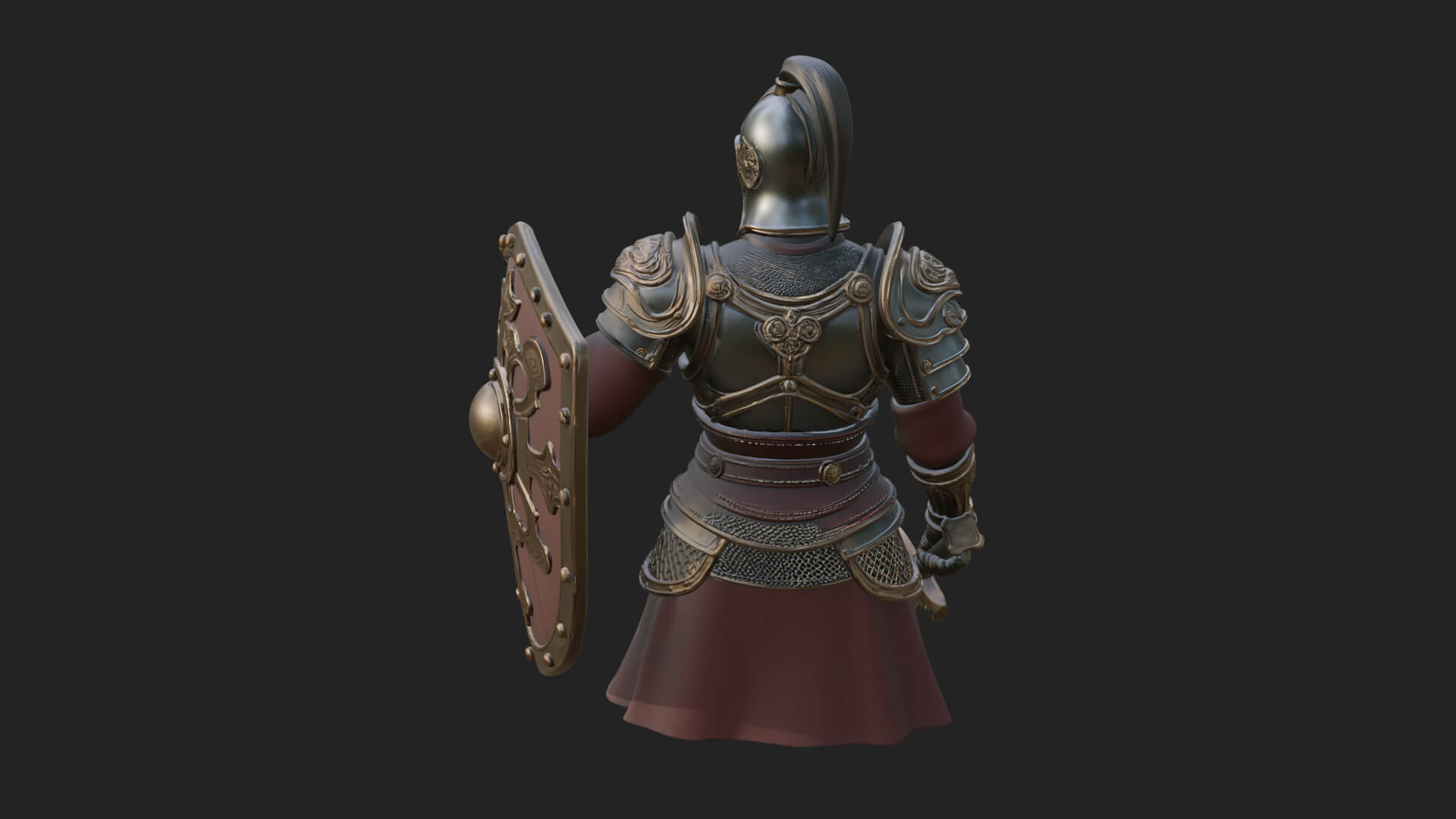 Plumed Helm Shield Warrior Statue Design 4 3D Print Model 3D Model