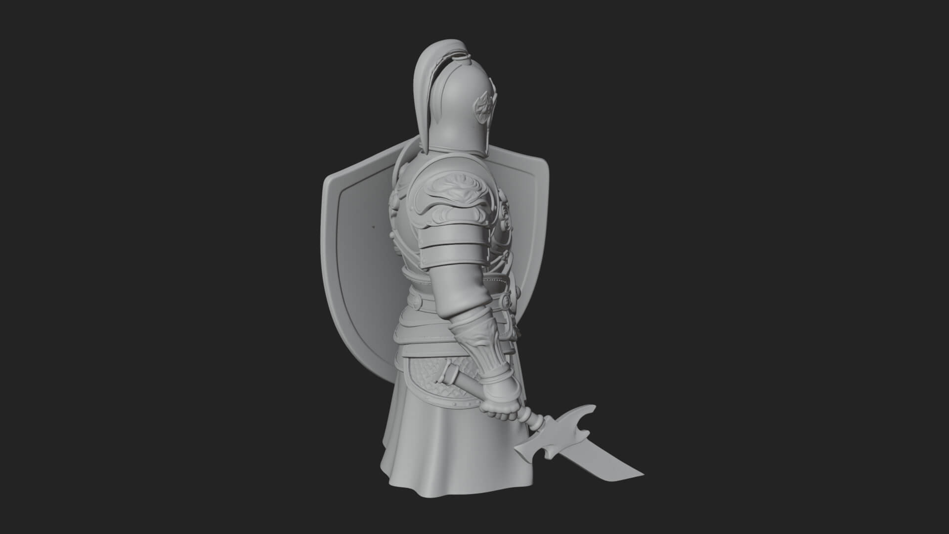 Plumed Helm Shield Warrior Statue Design 4 3D Print Model 3D Model