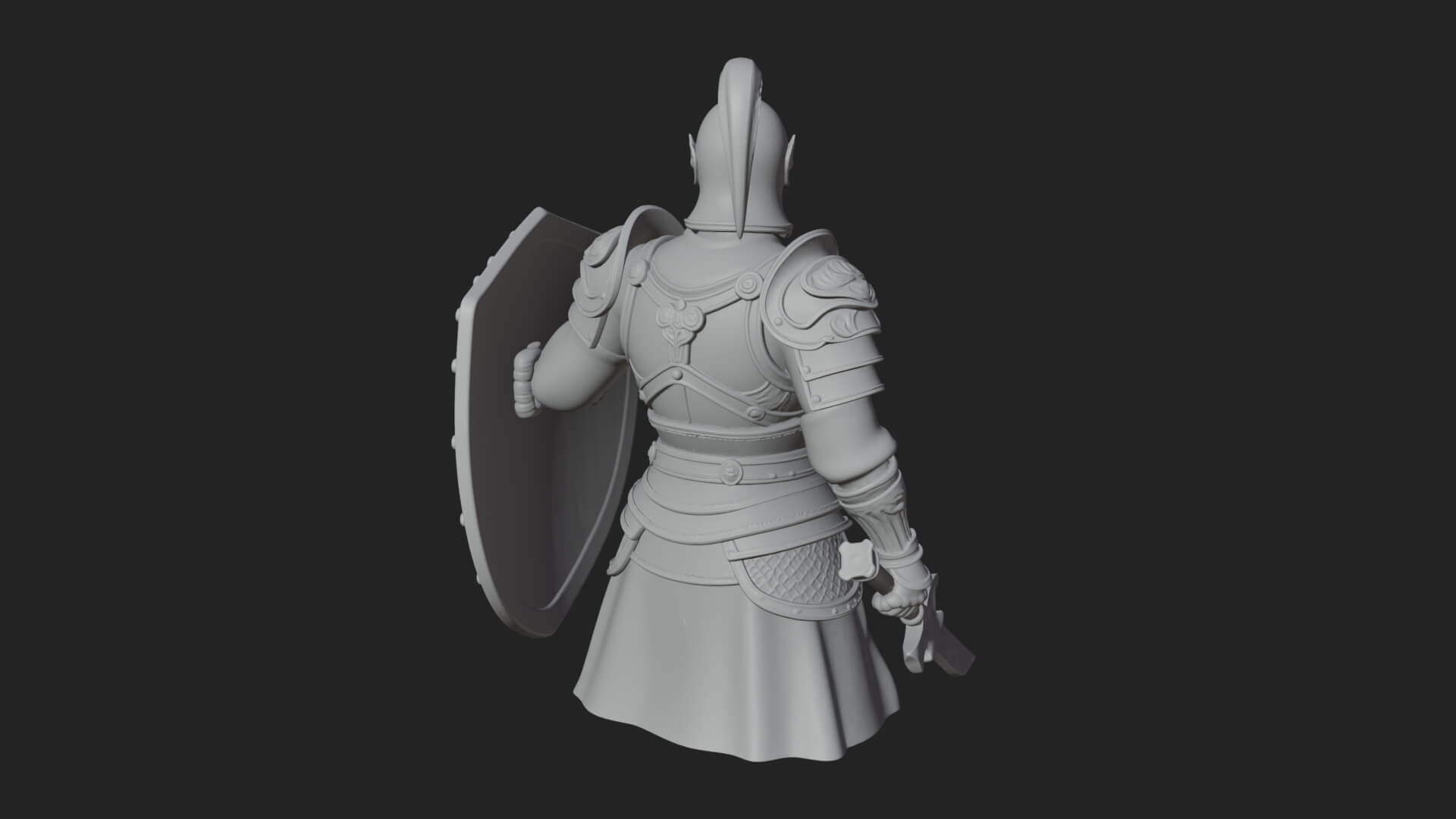 Plumed Helm Shield Warrior Statue Design 4 3D Print Model 3D Model