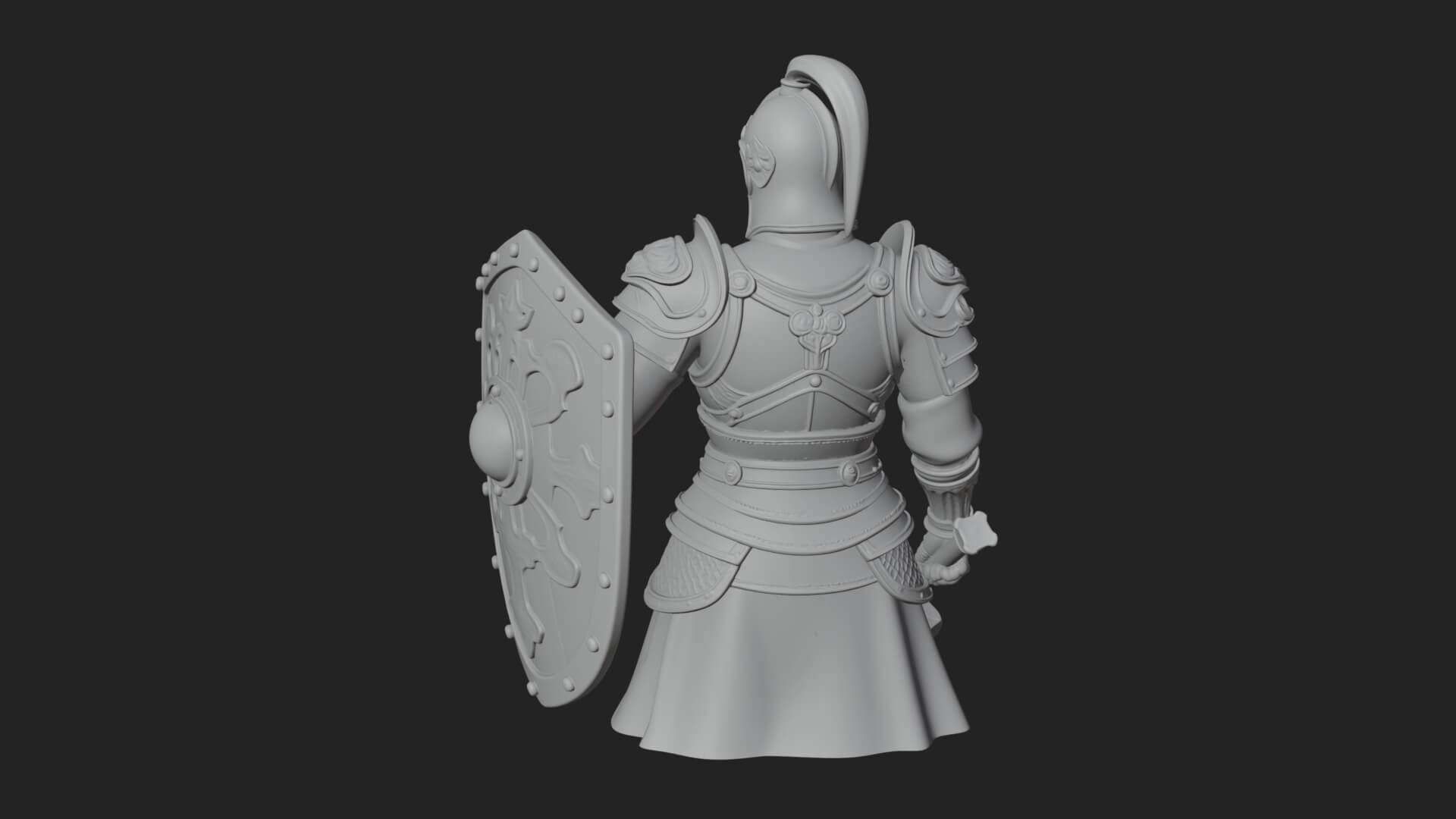 Plumed Helm Shield Warrior Statue Design 4 3D Print Model 3D Model