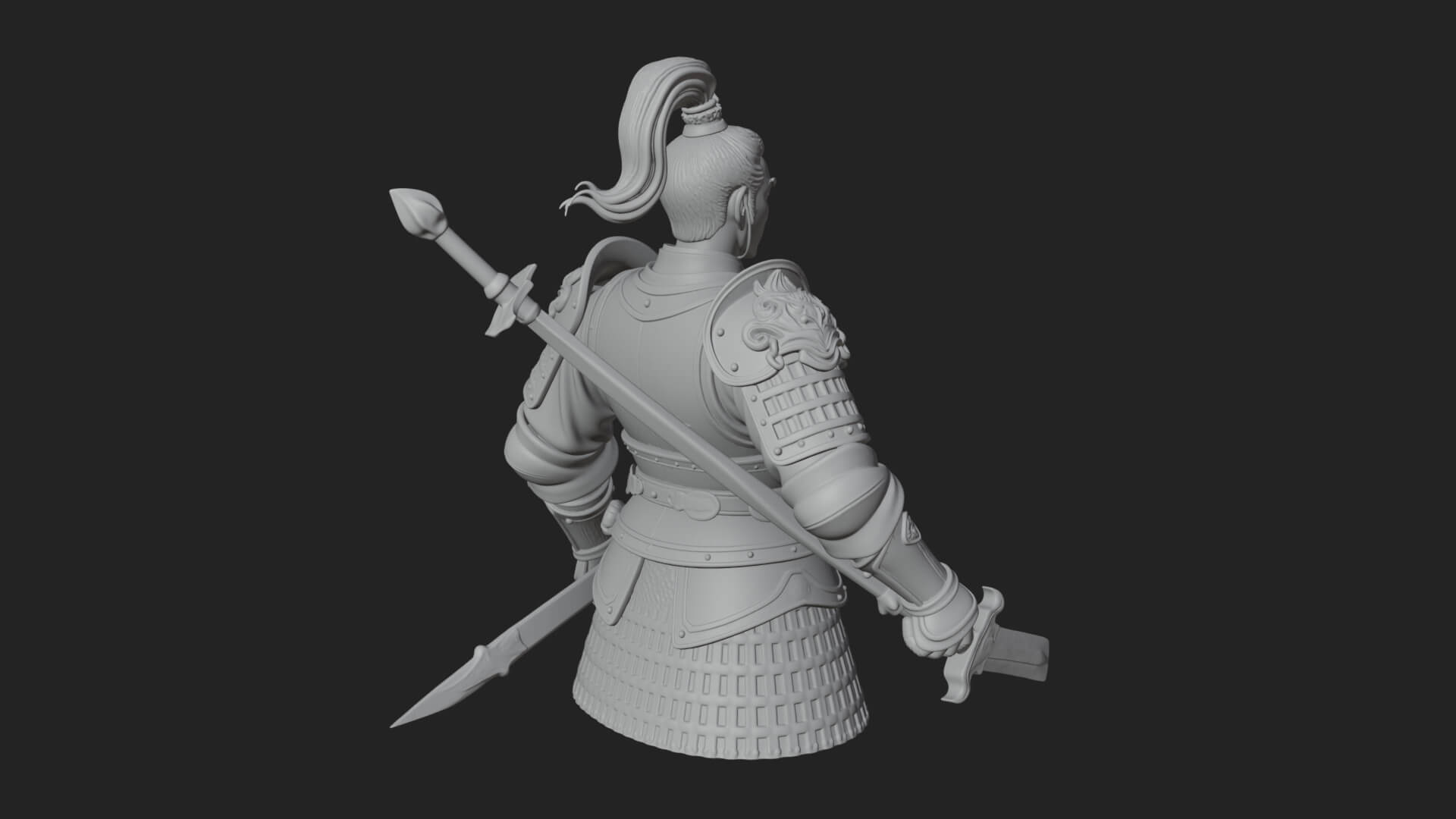 Plumed White Armor General Statue Design 1 3D Print Model 3D Model