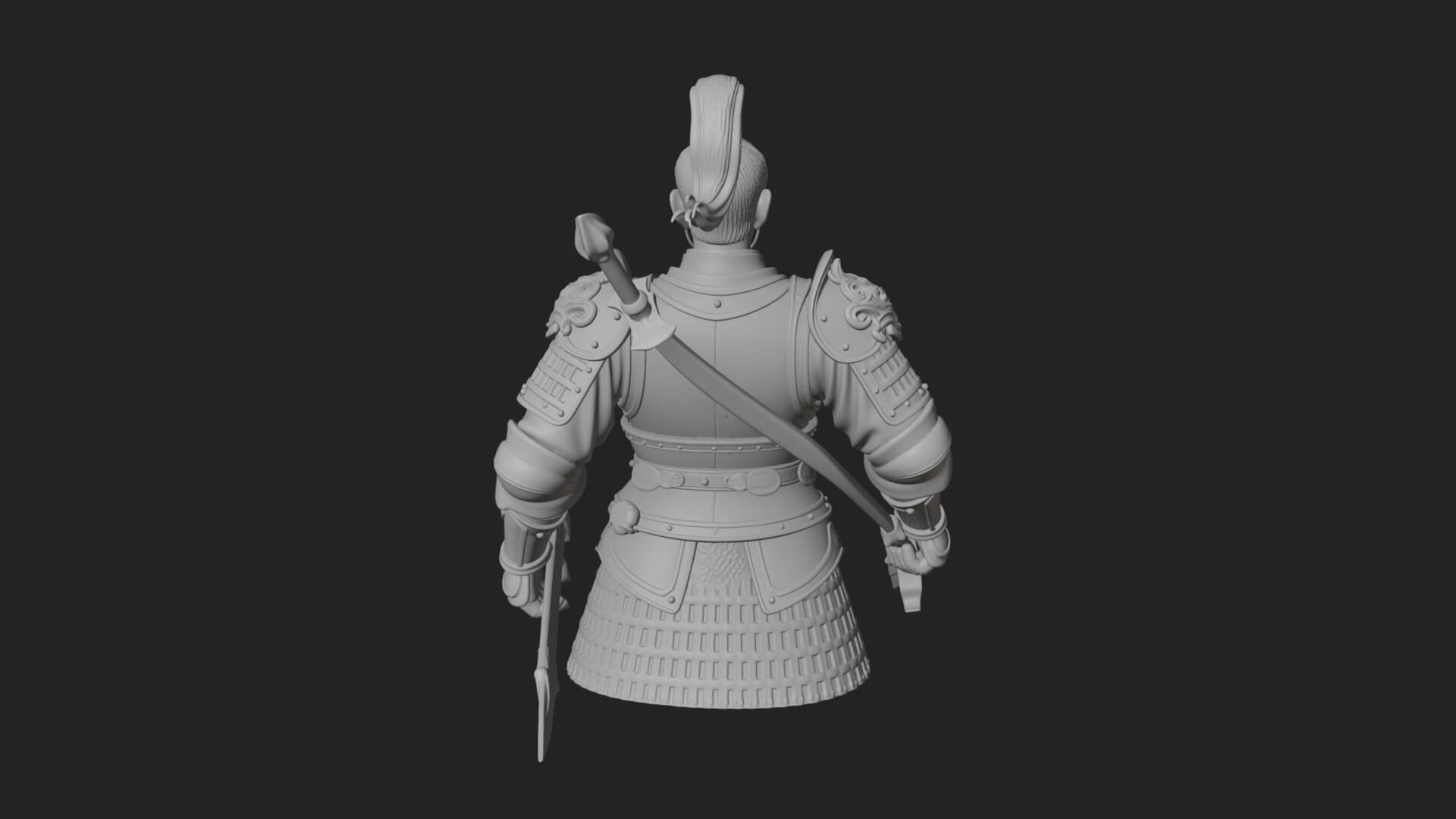 Plumed White Armor General Statue Design 1 3D Print Model 3D Model