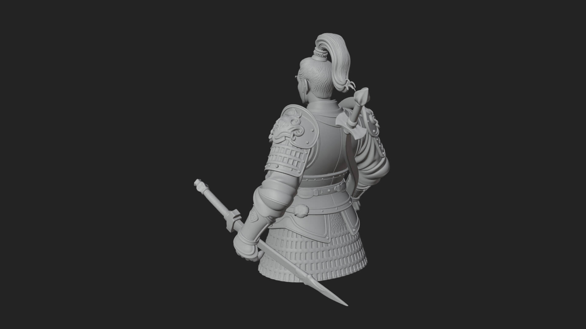 Plumed White Armor General Statue Design 1 3D Print Model 3D Model