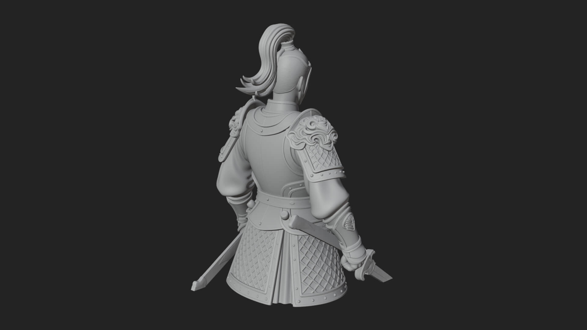 Plumed White Armor General Statue Design 2 3D Print Model 3D Model
