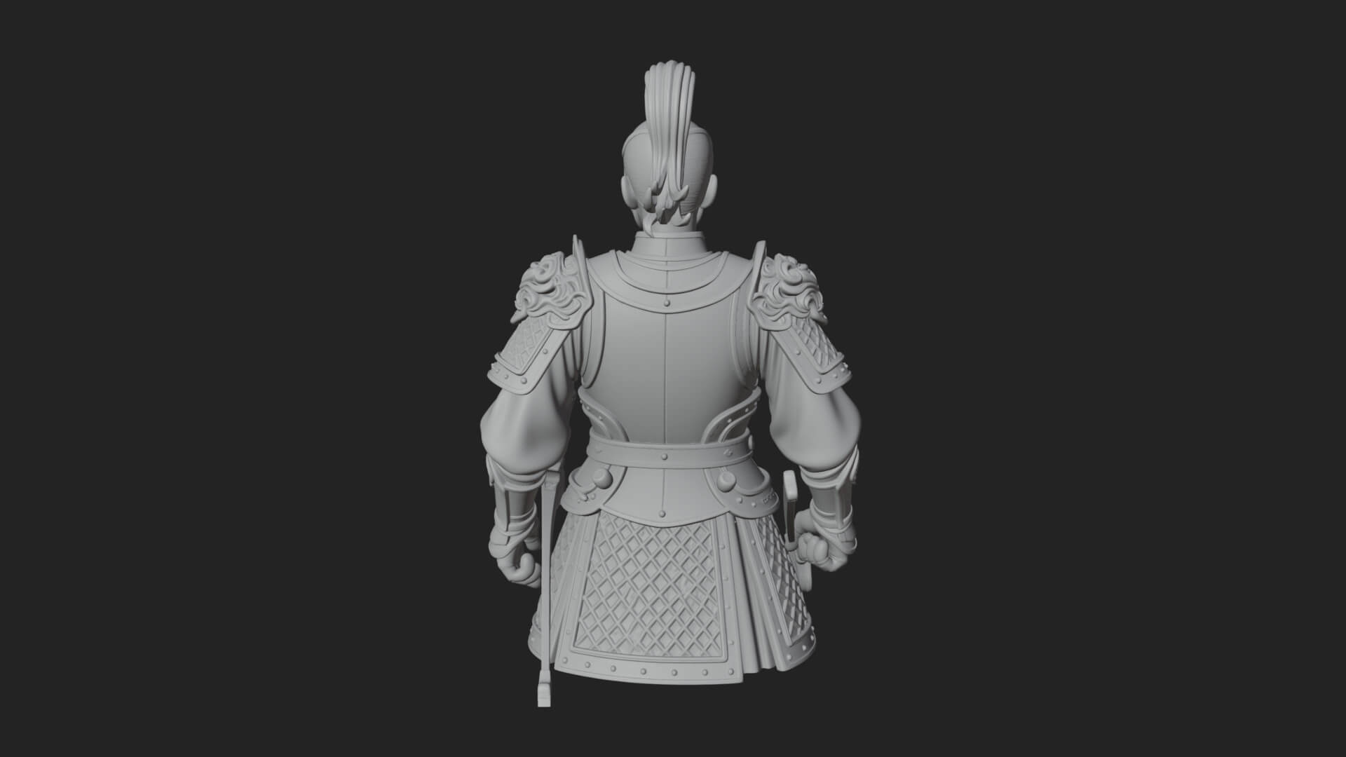 Plumed White Armor General Statue Design 2 3D Print Model 3D Model
