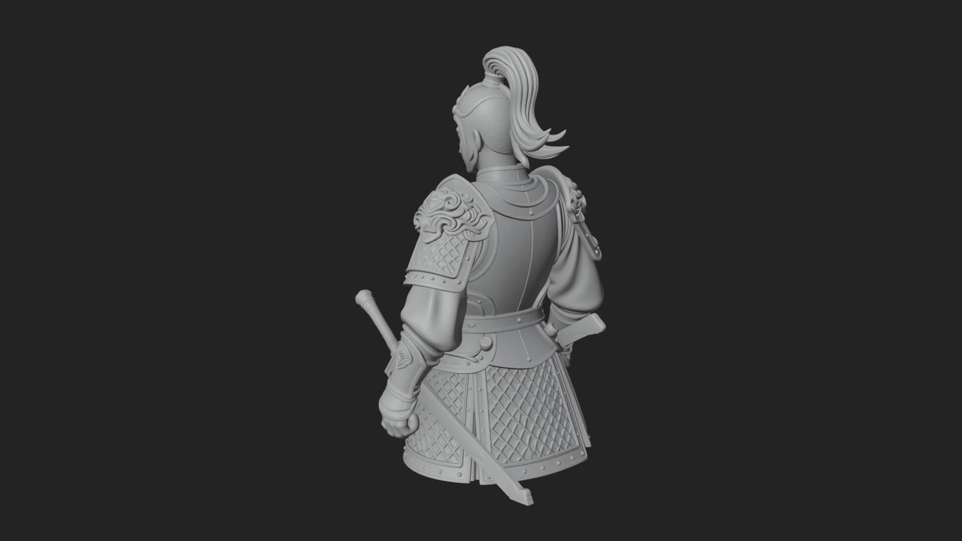 Plumed White Armor General Statue Design 2 3D Print Model 3D Model