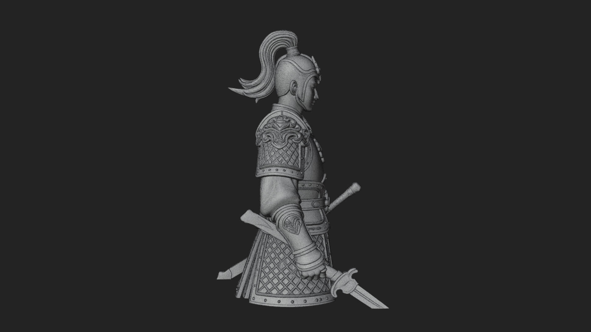 Plumed White Armor General Statue Design 2 3D Print Model 3D Model