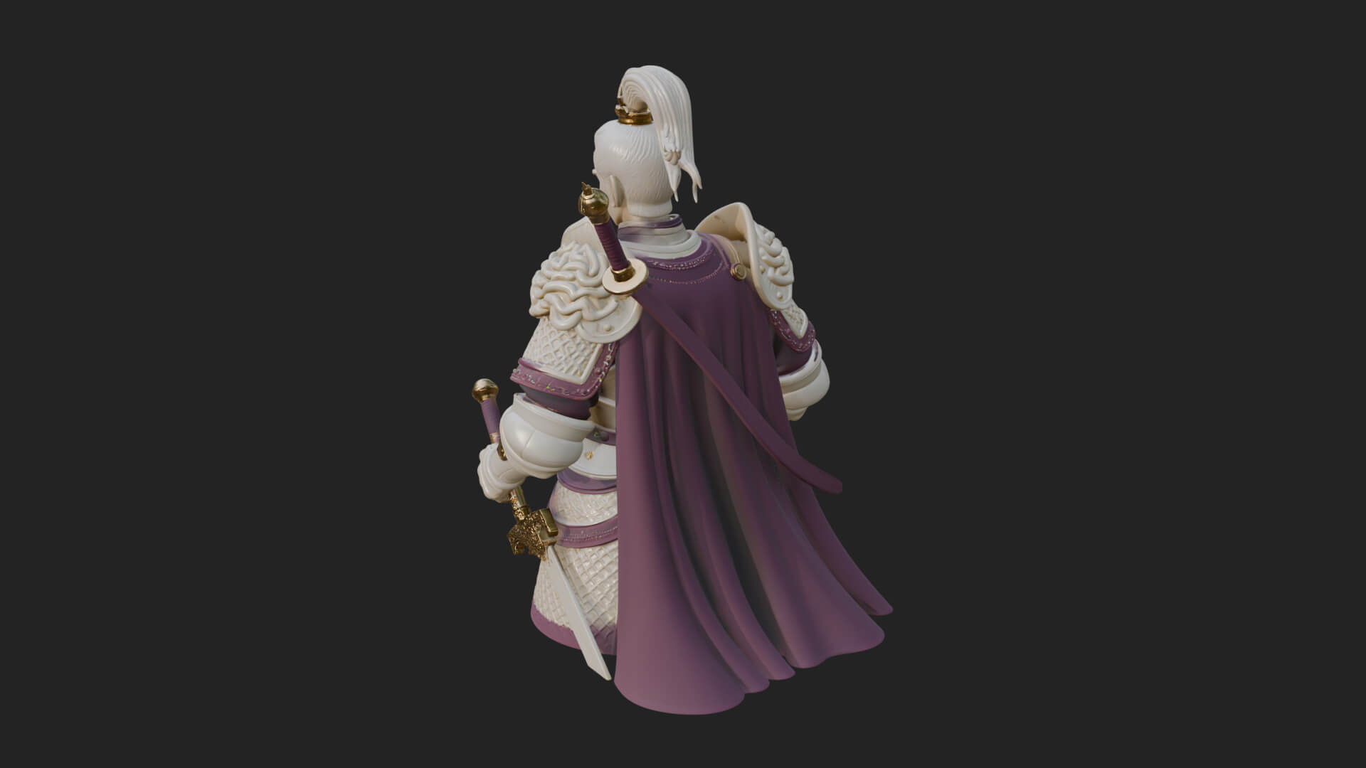 Plumed White Armor General Statue Design 4 3D Print Model 3D Model