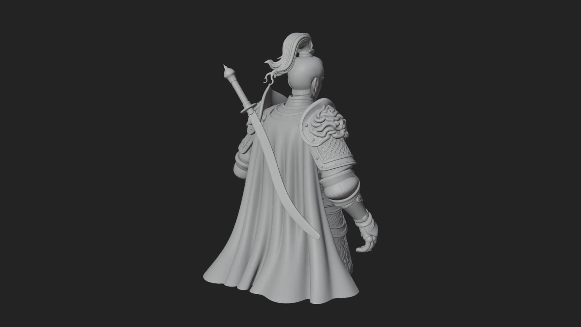 Plumed White Armor General Statue Design 4 3D Print Model 3D Model