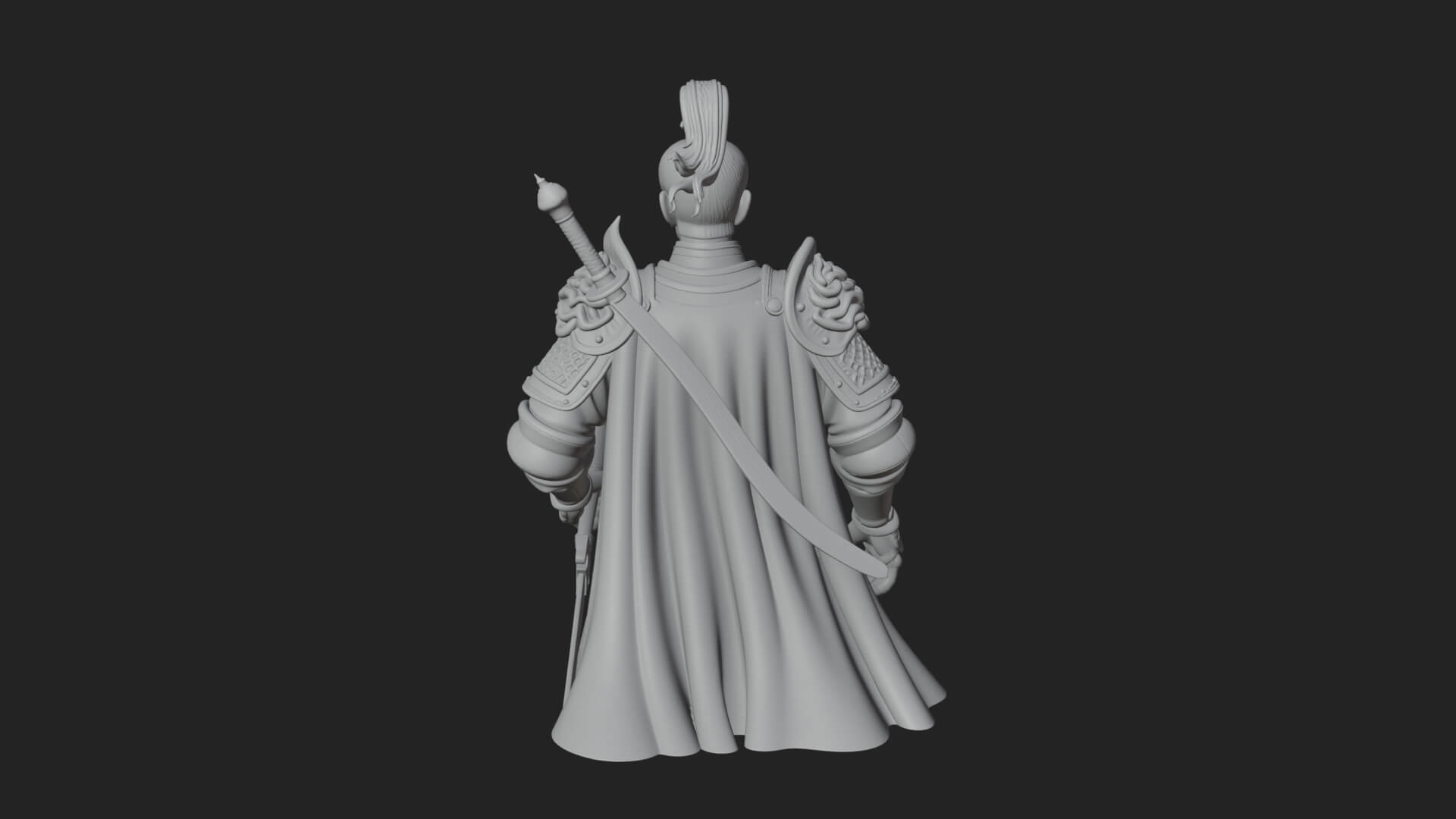 Plumed White Armor General Statue Design 4 3D Print Model 3D Model