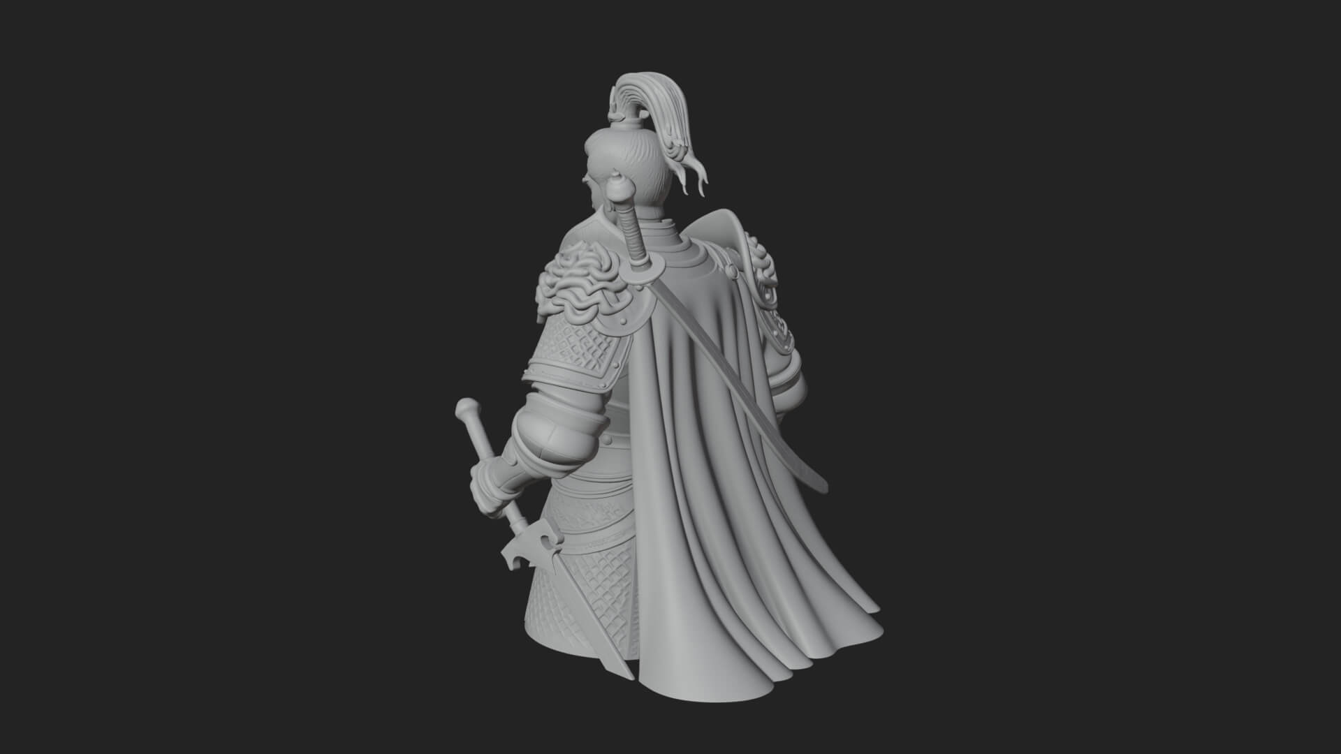 Plumed White Armor General Statue Design 4 3D Print Model 3D Model