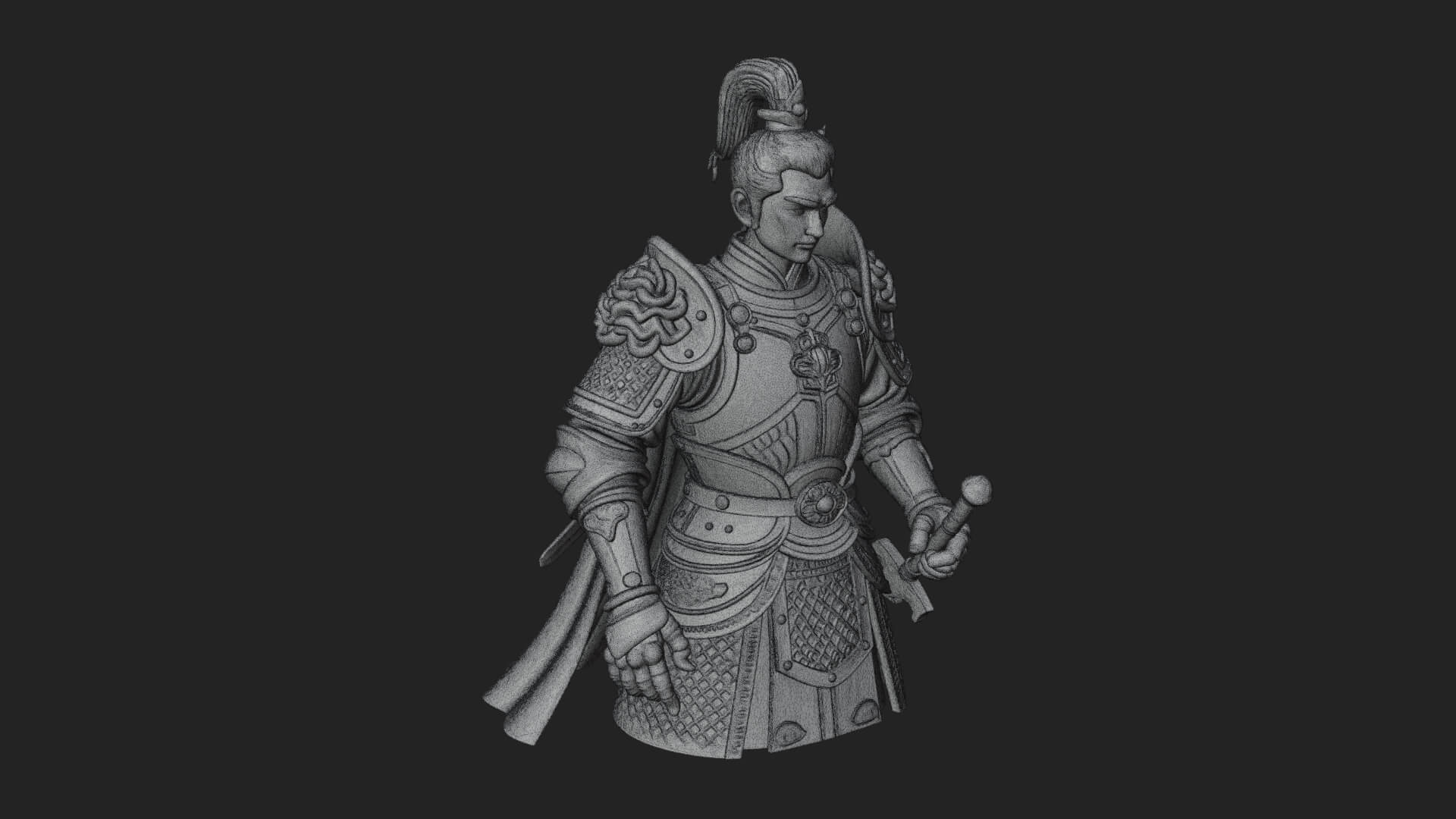 Plumed White Armor General Statue Design 4 3D Print Model 3D Model