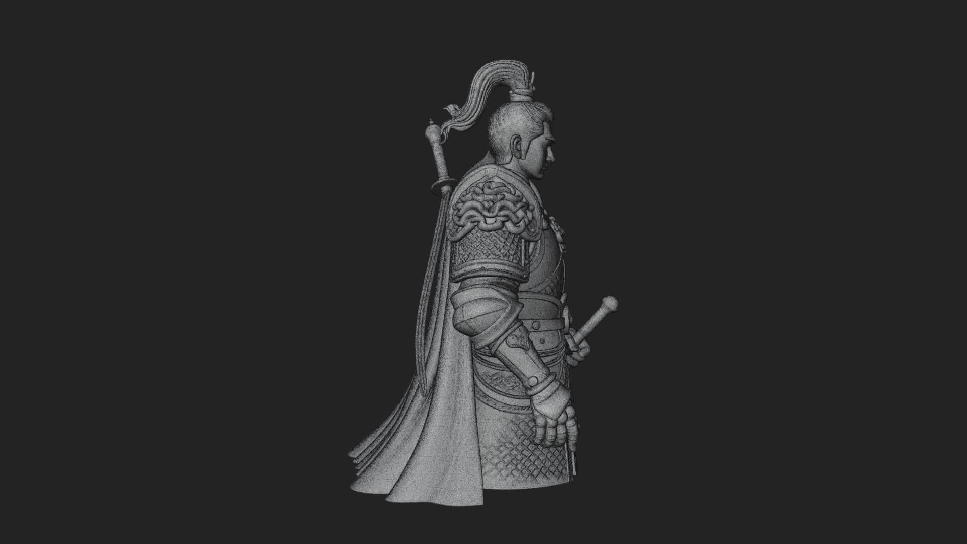 Plumed White Armor General Statue Design 4 3D Print Model 3D Model