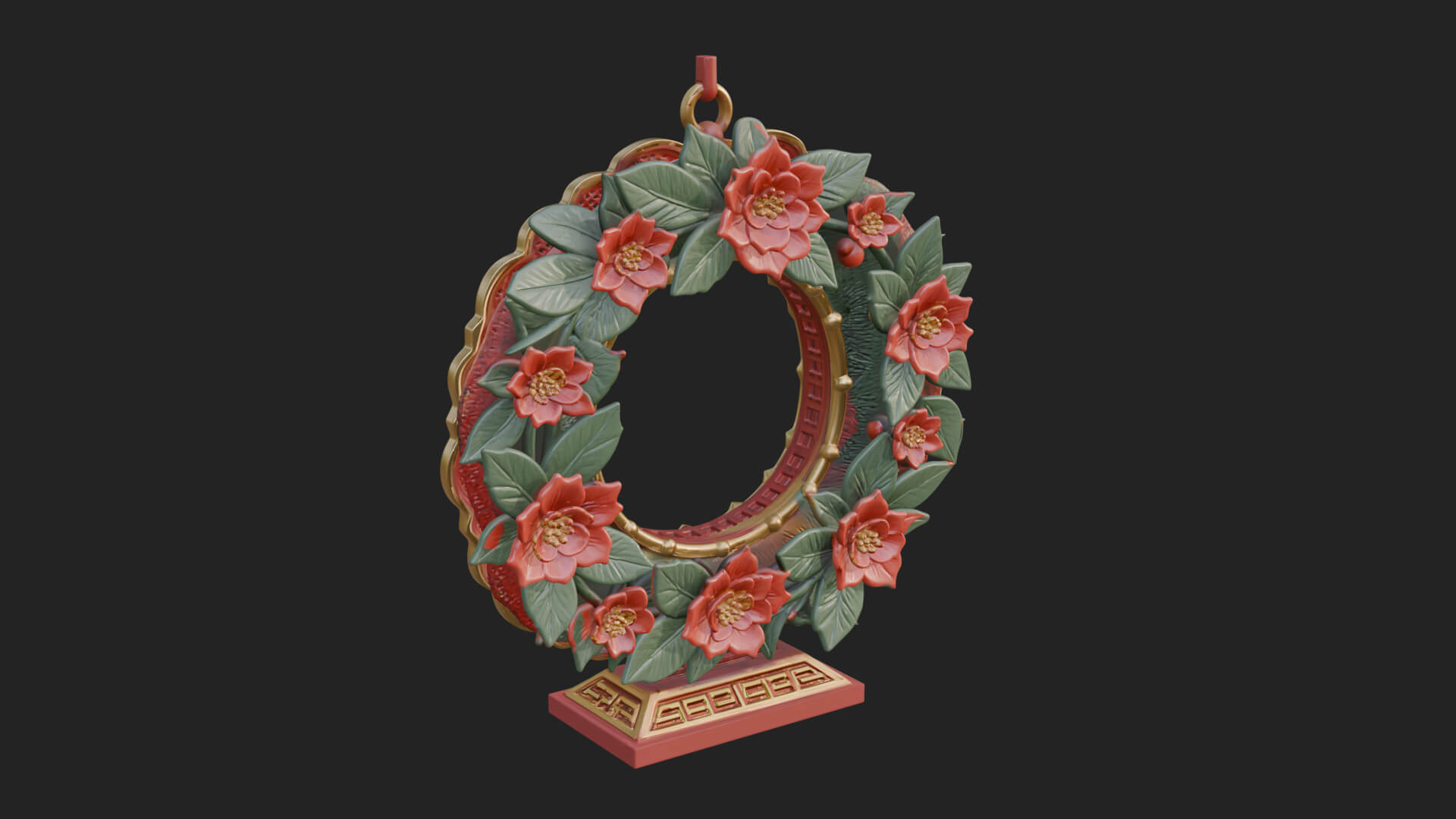 Poinsettia Wreath Ornament Design 1 3D Print Model 3D Model
