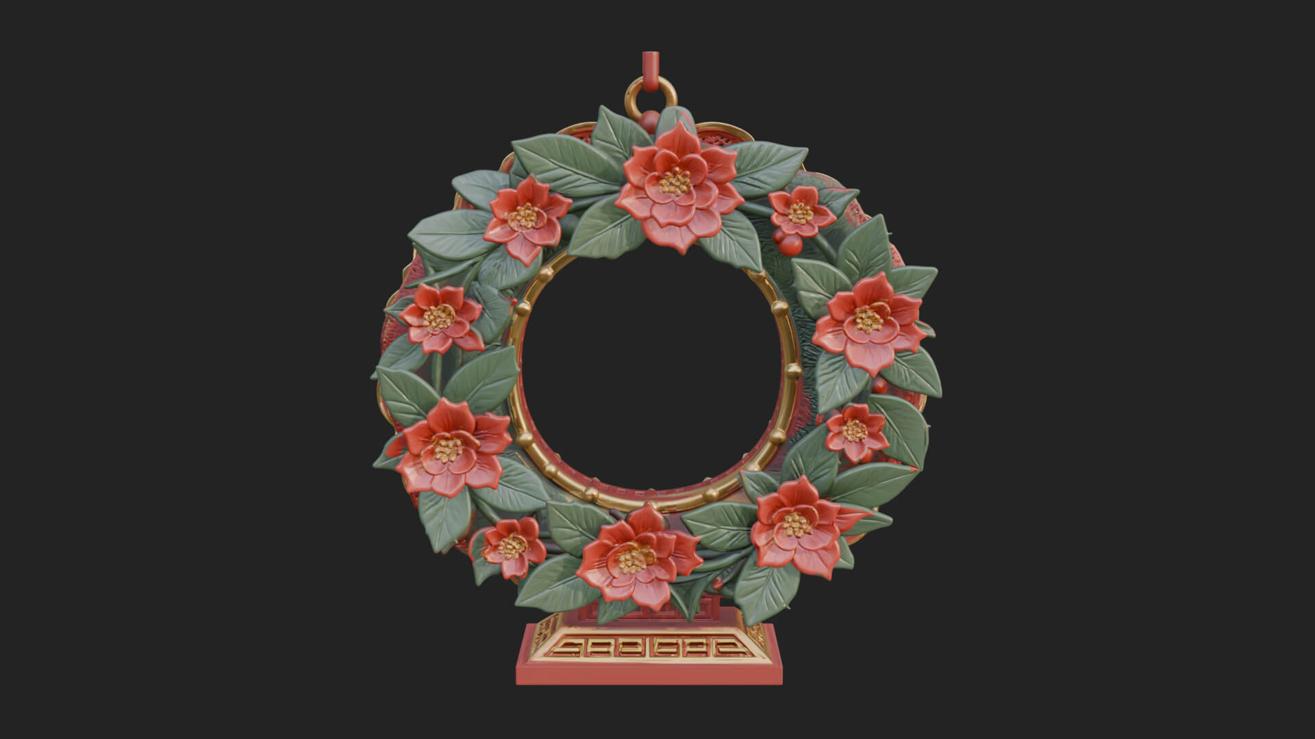 Poinsettia Wreath Ornament Design 1 3D Print Model 3D Model