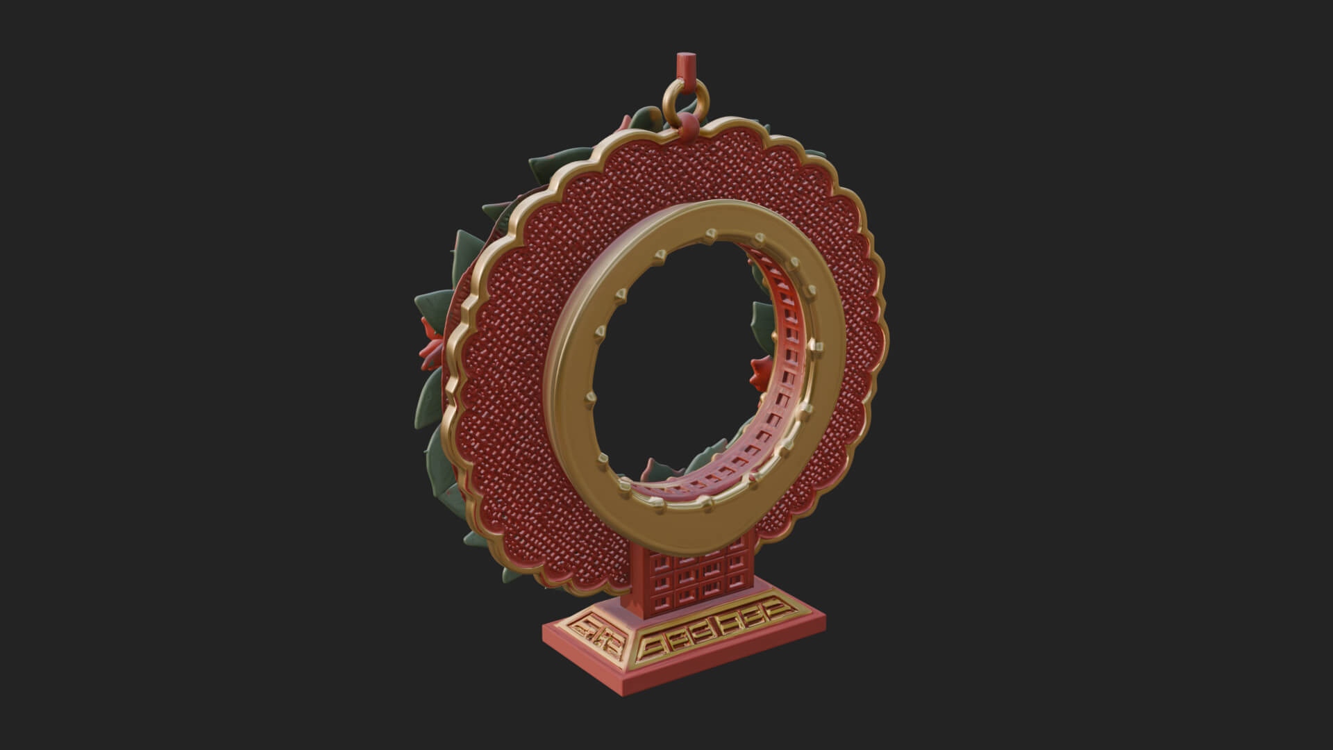 Poinsettia Wreath Ornament Design 1 3D Print Model 3D Model
