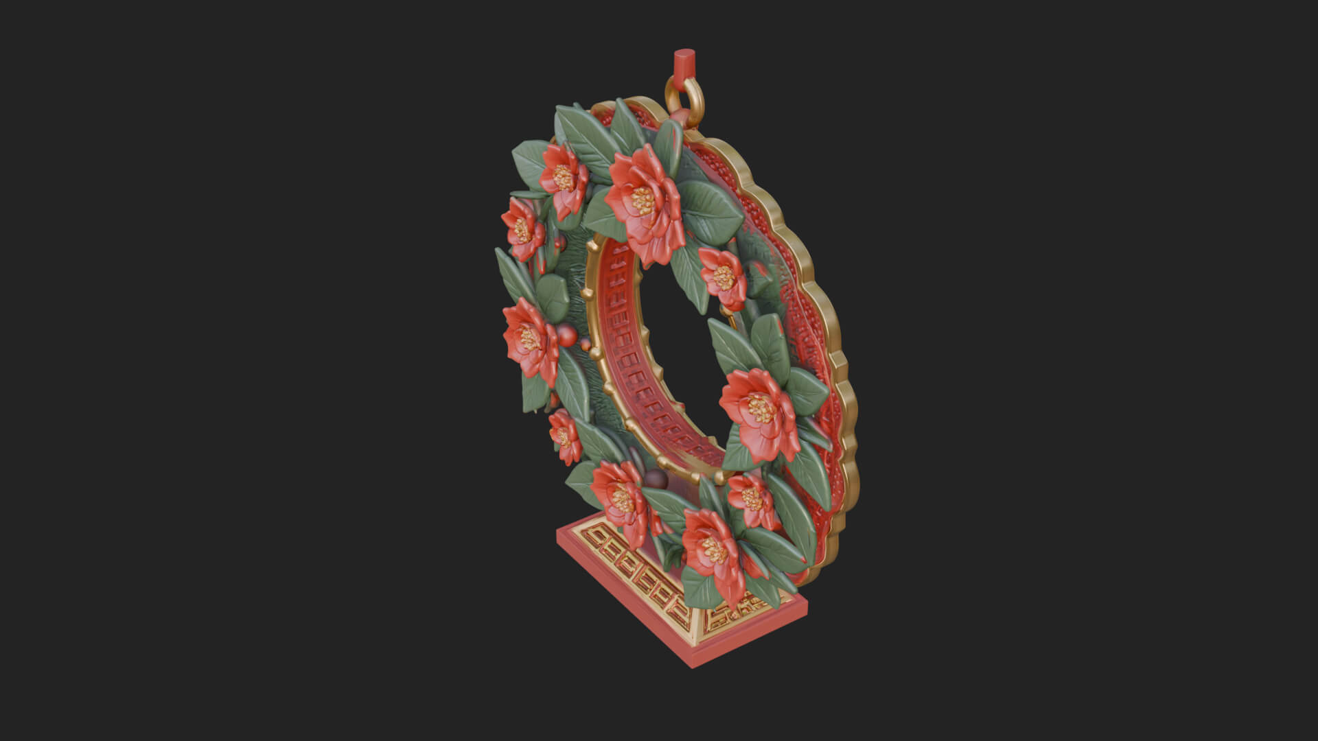 Poinsettia Wreath Ornament Design 1 3D Print Model 3D Model