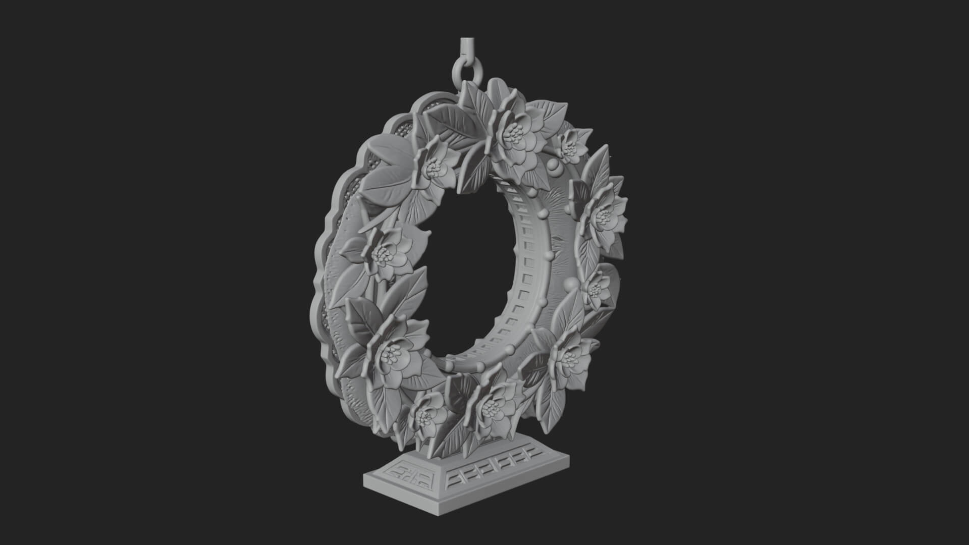 Poinsettia Wreath Ornament Design 1 3D Print Model 3D Model