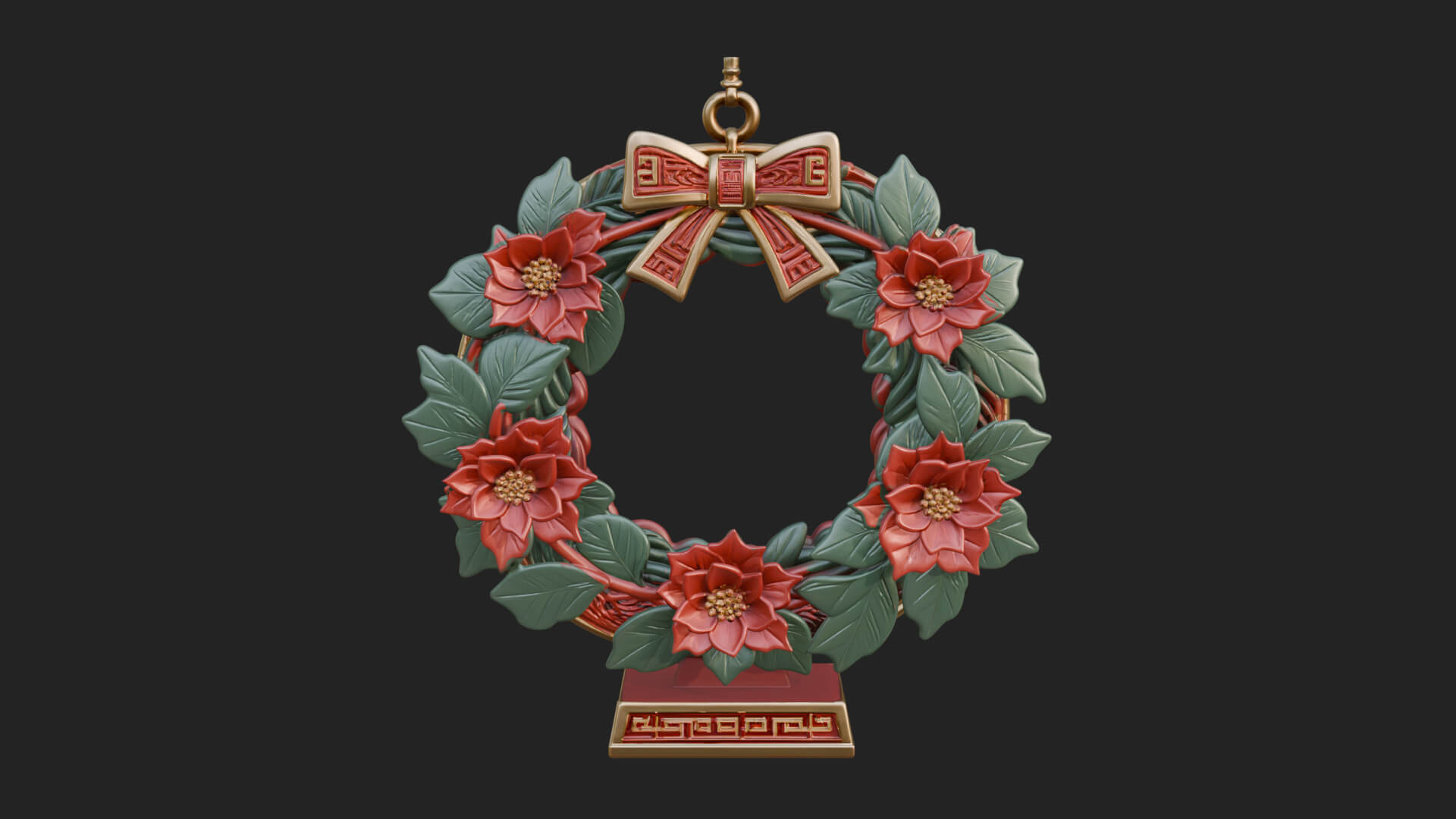 Poinsettia Wreath Ornament Design 2 3D Print Model 3D Model
