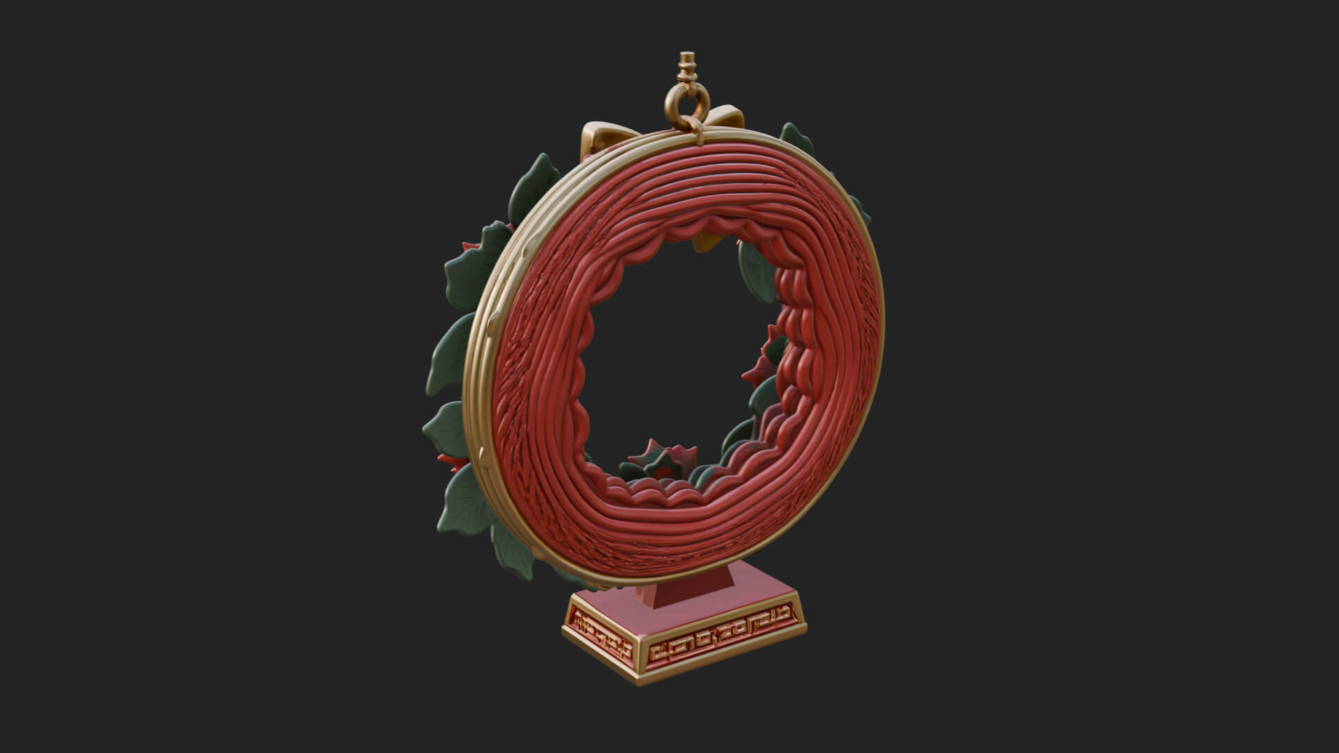Poinsettia Wreath Ornament Design 2 3D Print Model 3D Model