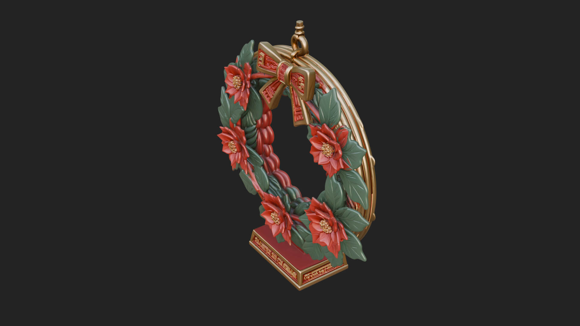 Poinsettia Wreath Ornament Design 2 3D Print Model 3D Model