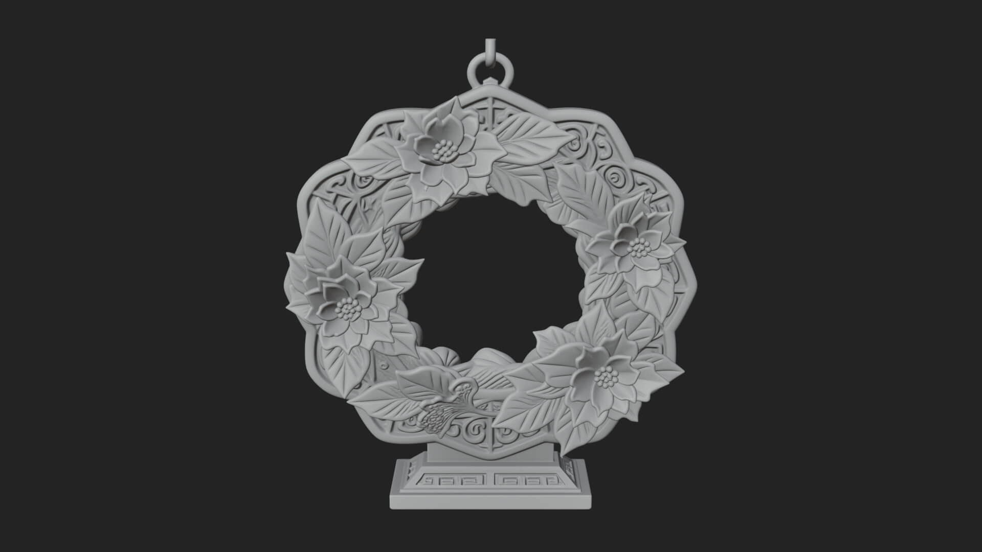 Poinsettia Wreath Ornament Design 3 3D Print Model 3D Model