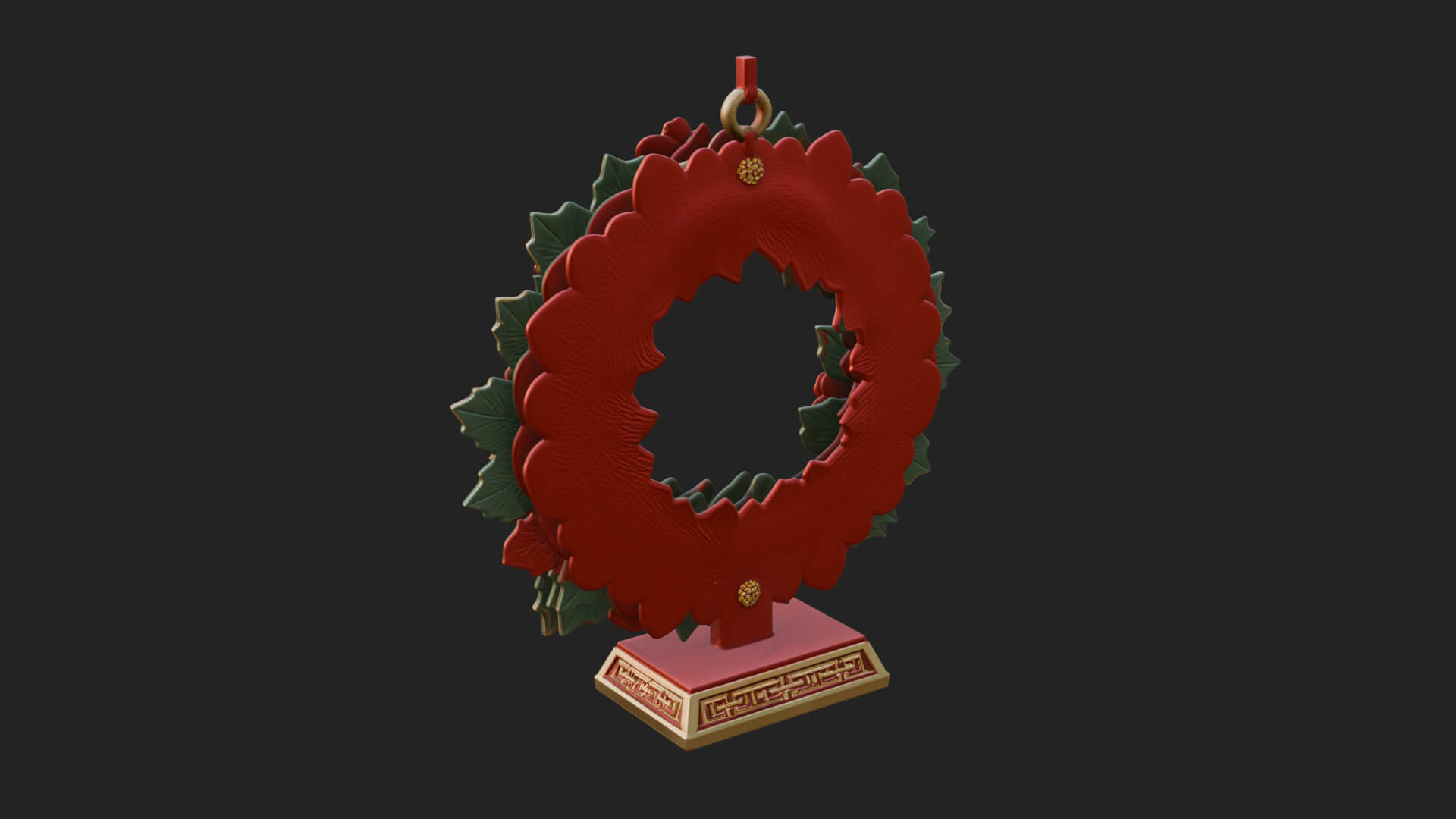 Poinsettia Wreath Ornament Design 4 3D Print Model 3D Model