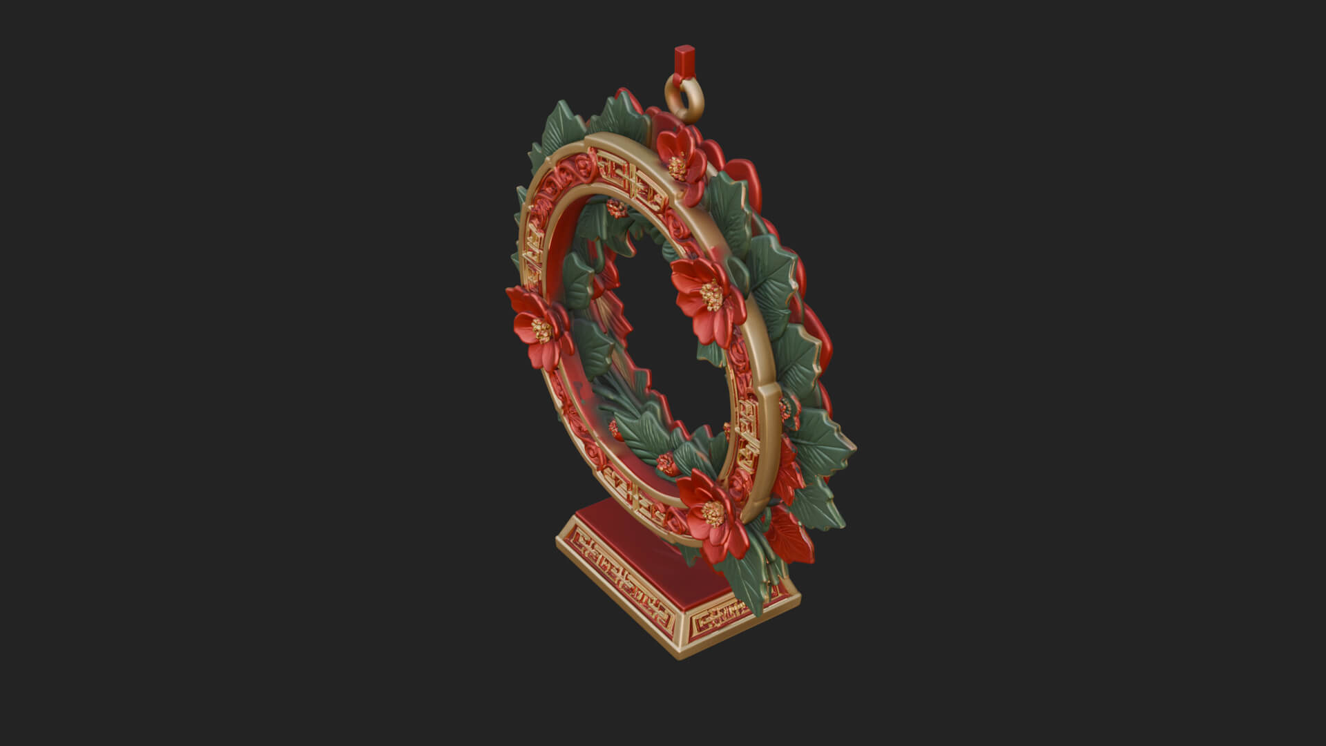 Poinsettia Wreath Ornament Design 4 3D Print Model 3D Model